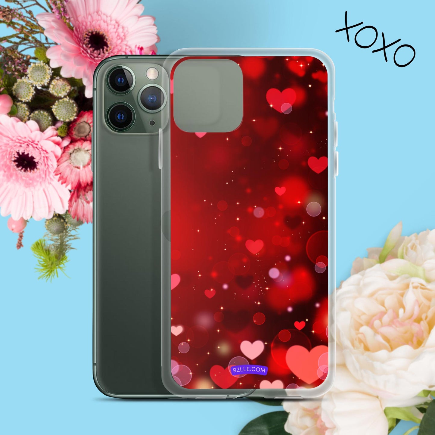 Sparkling Hearts Clear Phone Case for iPhone®