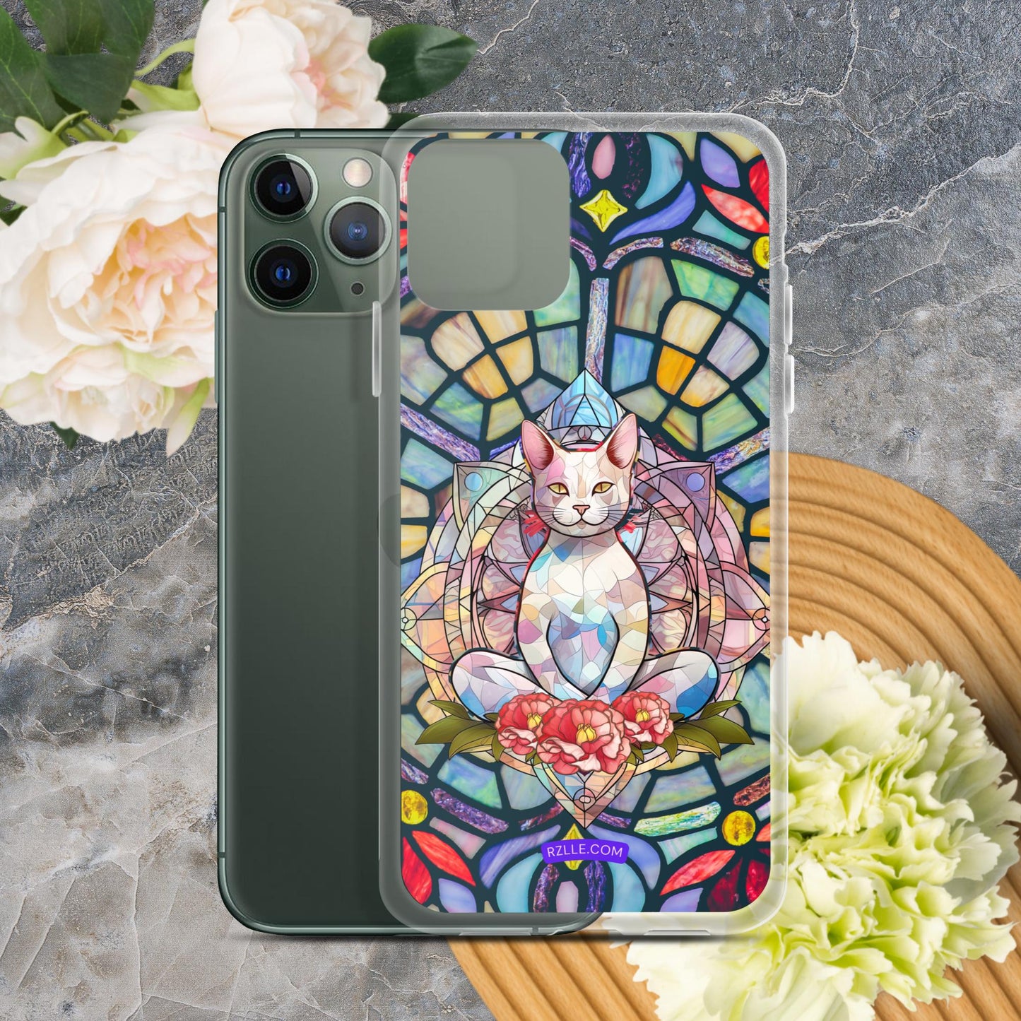 Cat Stained Glass Clear Phone Case for iPhone®