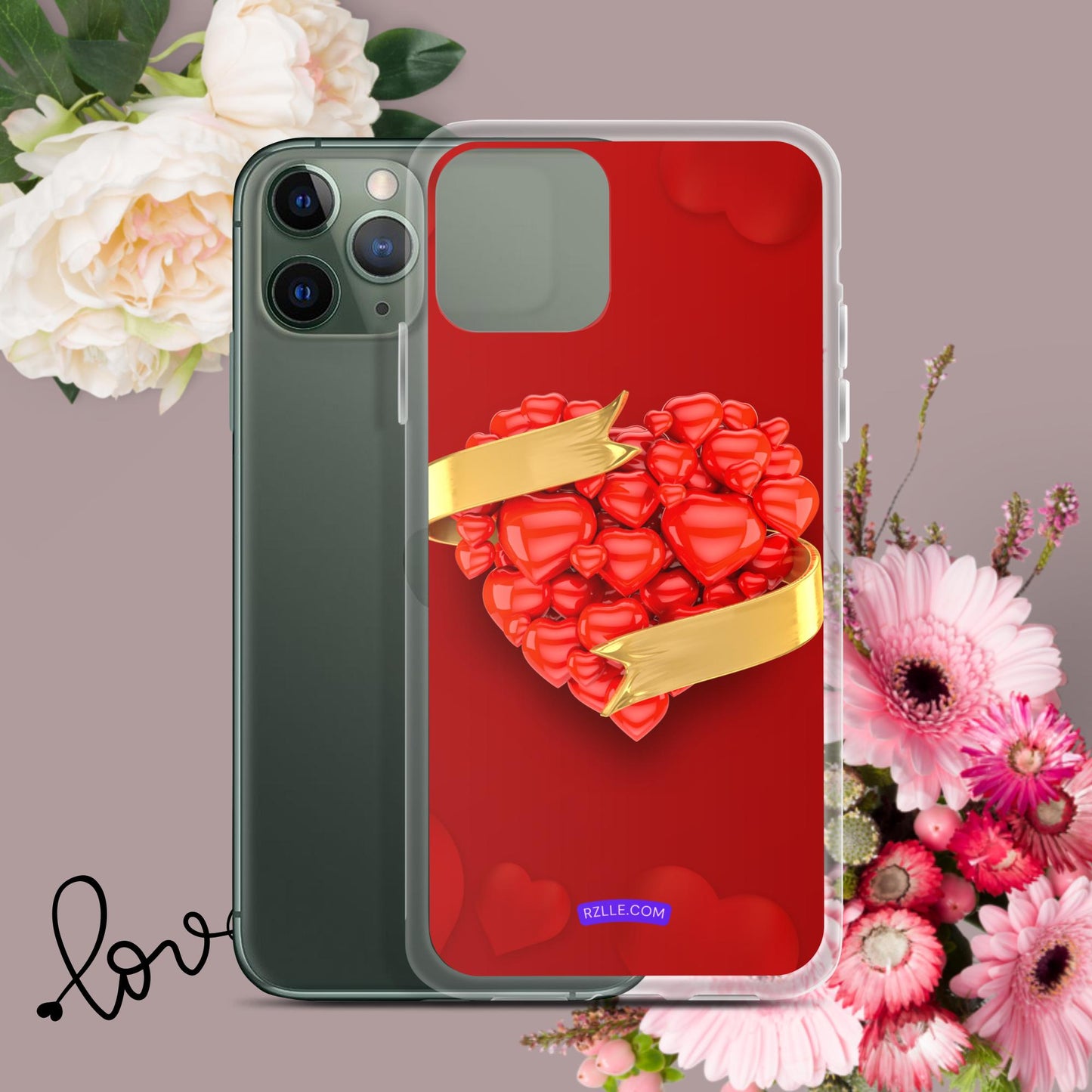 Balloon Hearts With Gold Ribbon Clear Phone Case for iPhone®