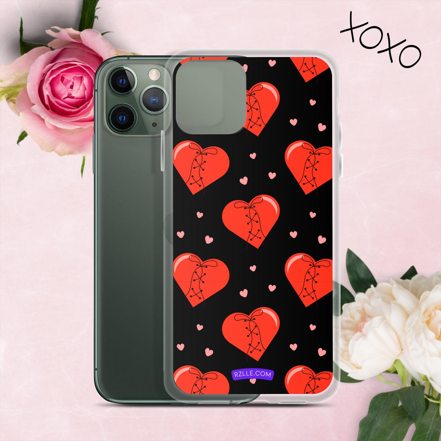 Stitched Hearts Clear Phone Case for iPhone®