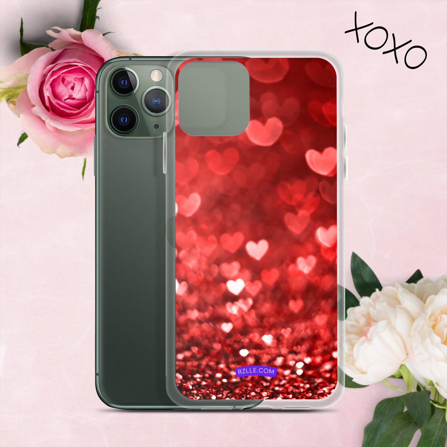 Dreamy Glitter Hearts Clear Phone Case for iPhone®