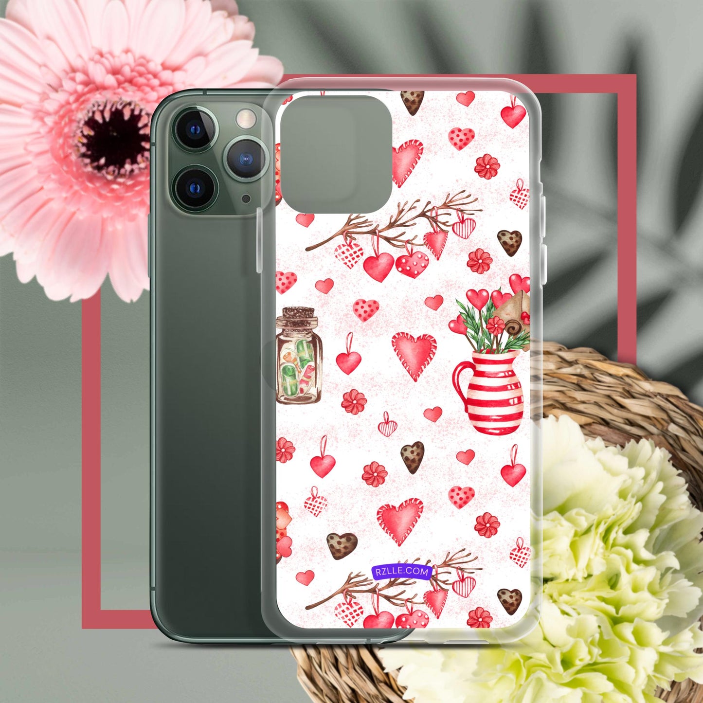 Retro Hearts Clear Phone Case for iPhone®