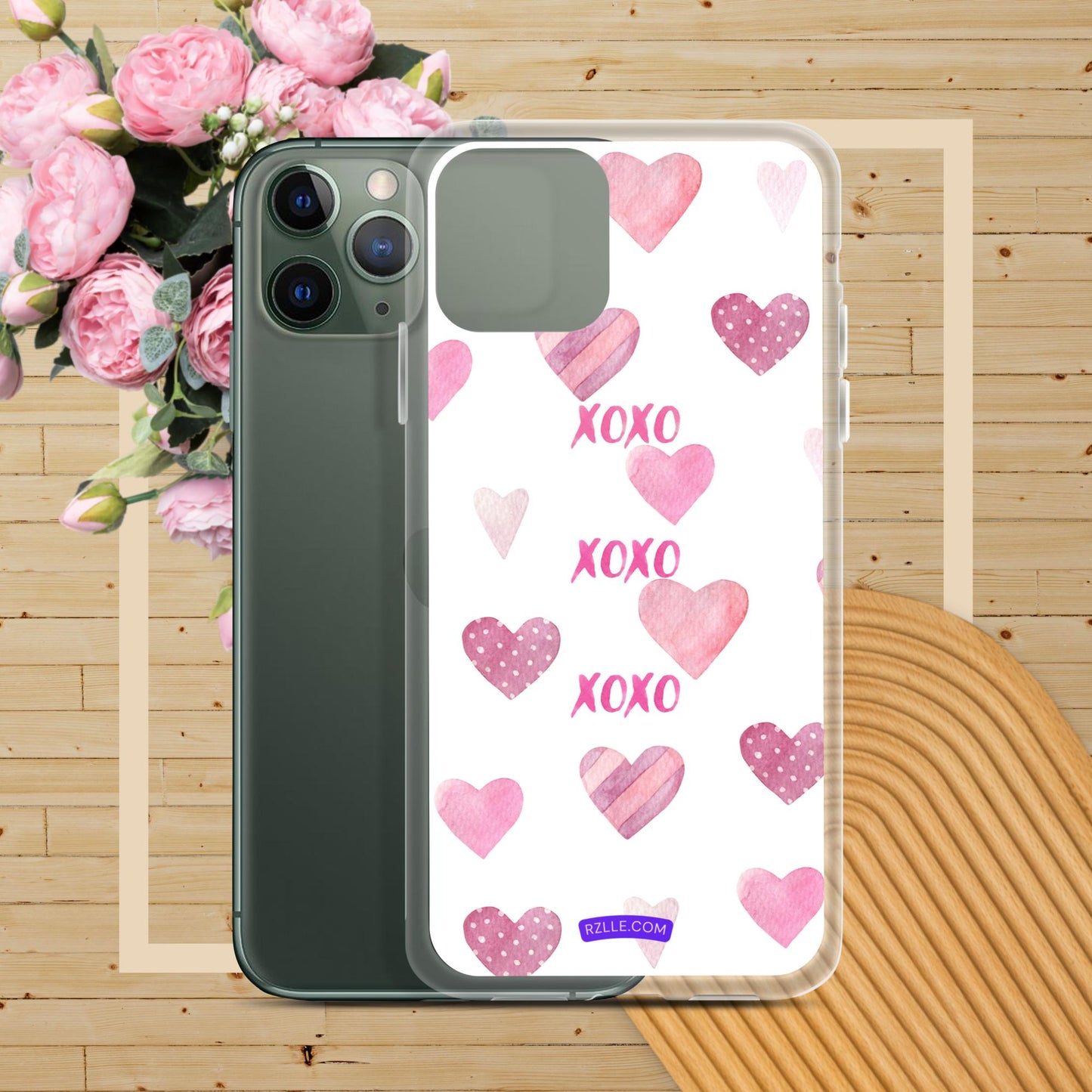 XOXO Pink Hearts Clear Phone Case for iPhone®