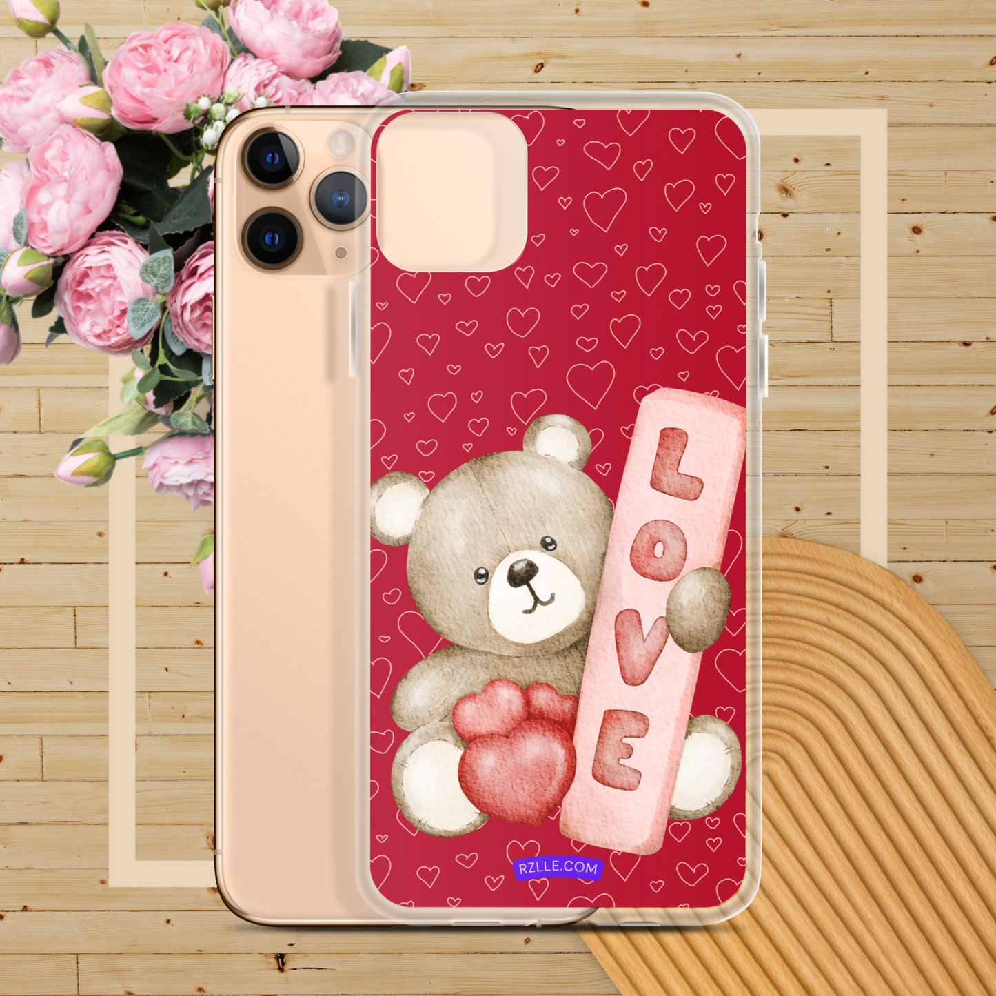 Bear Love & Hearts Clear Phone Case for iPhone®