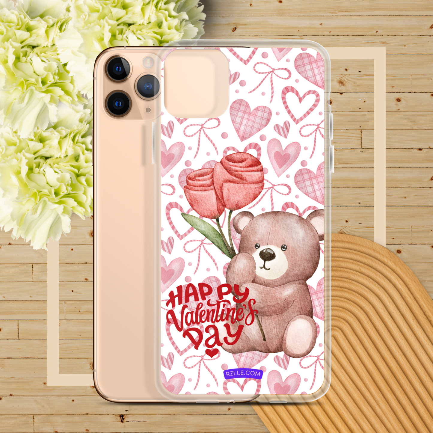 Valentine's Day Bear & Flowers  Clear Phone Case for iPhone®