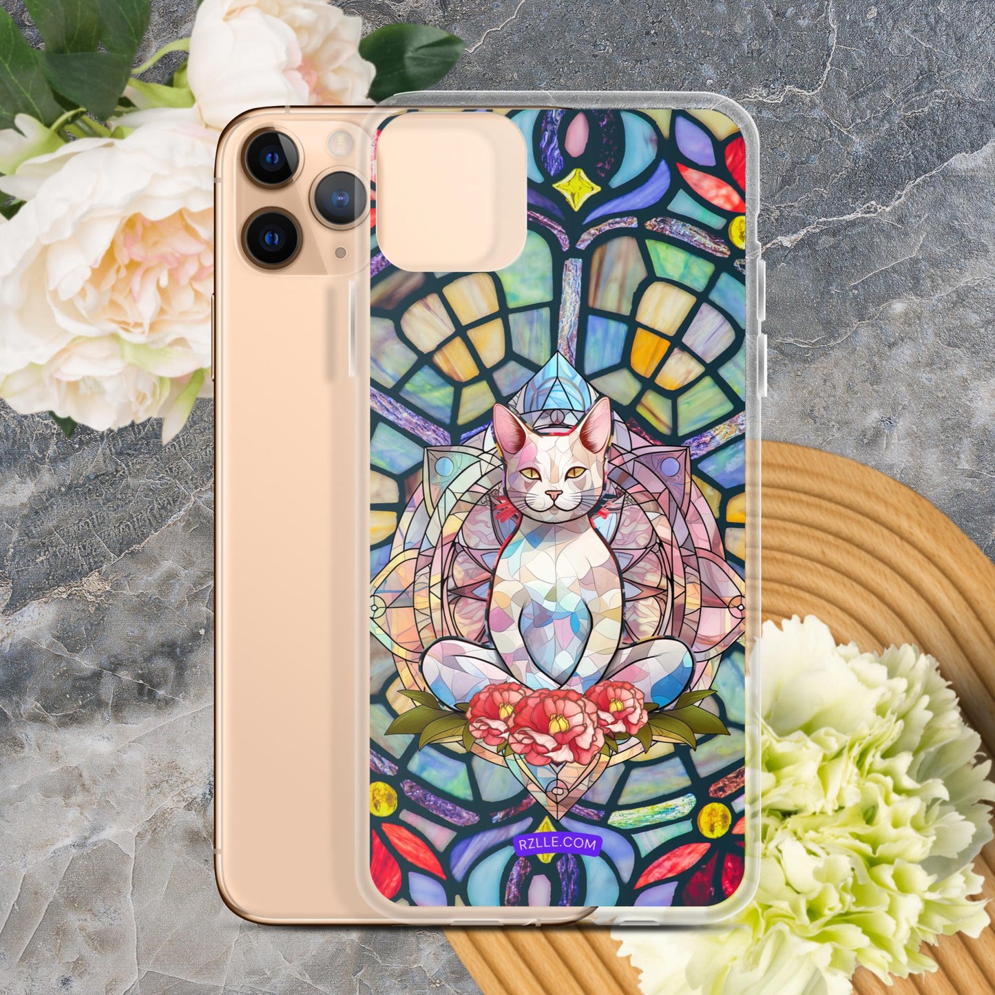 Cat Stained Glass Clear Phone Case for iPhone®