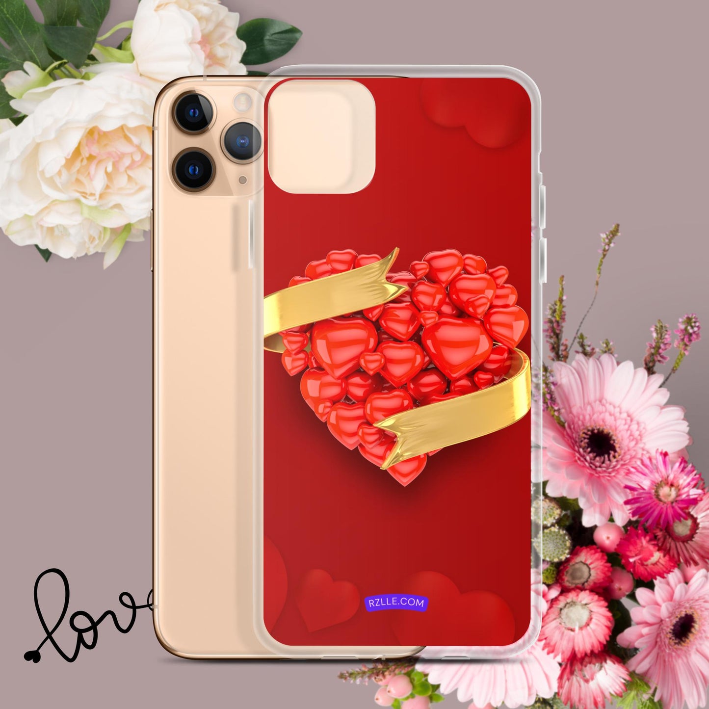 Balloon Hearts With Gold Ribbon Clear Phone Case for iPhone®