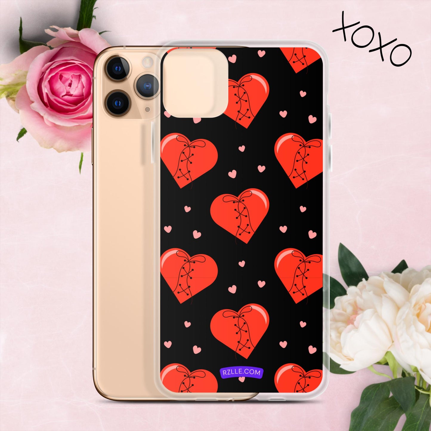 Stitched Hearts Clear Phone Case for iPhone®