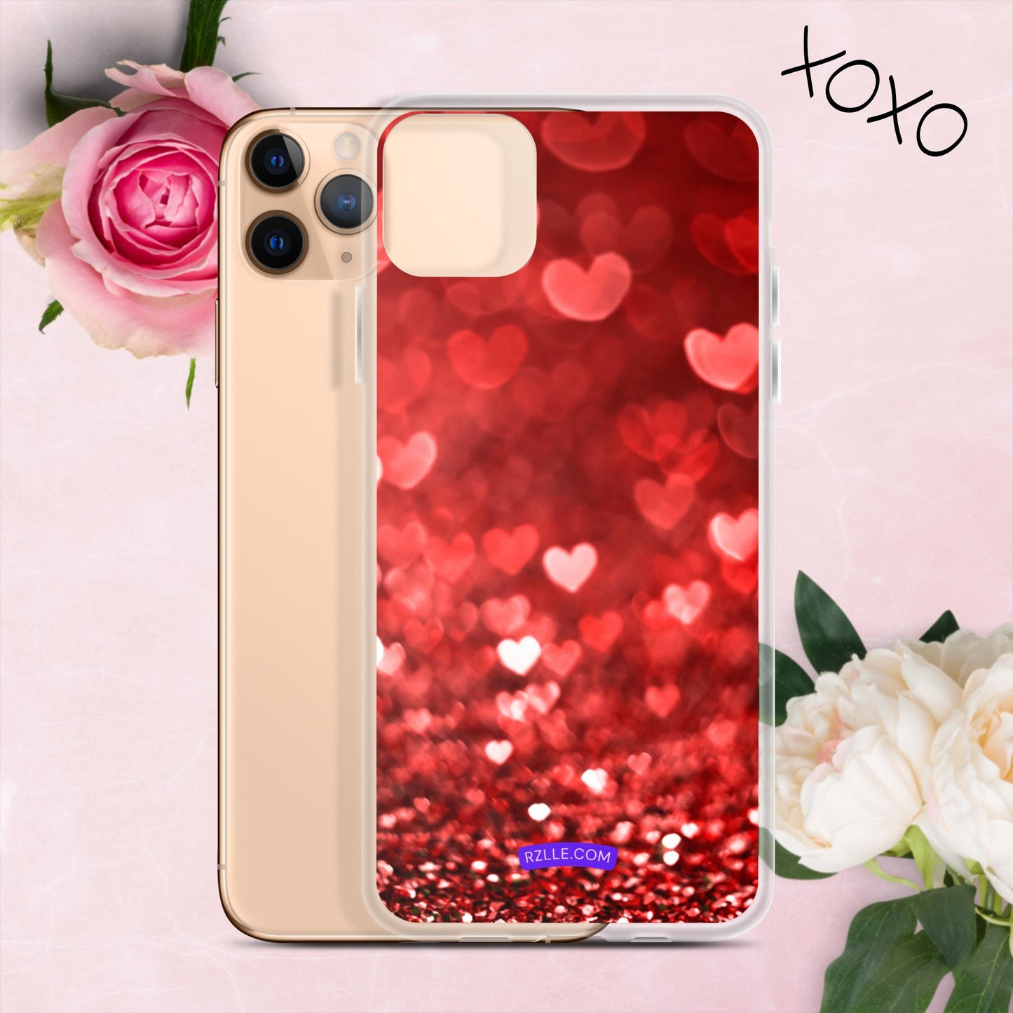 Dreamy Glitter Hearts Clear Phone Case for iPhone®