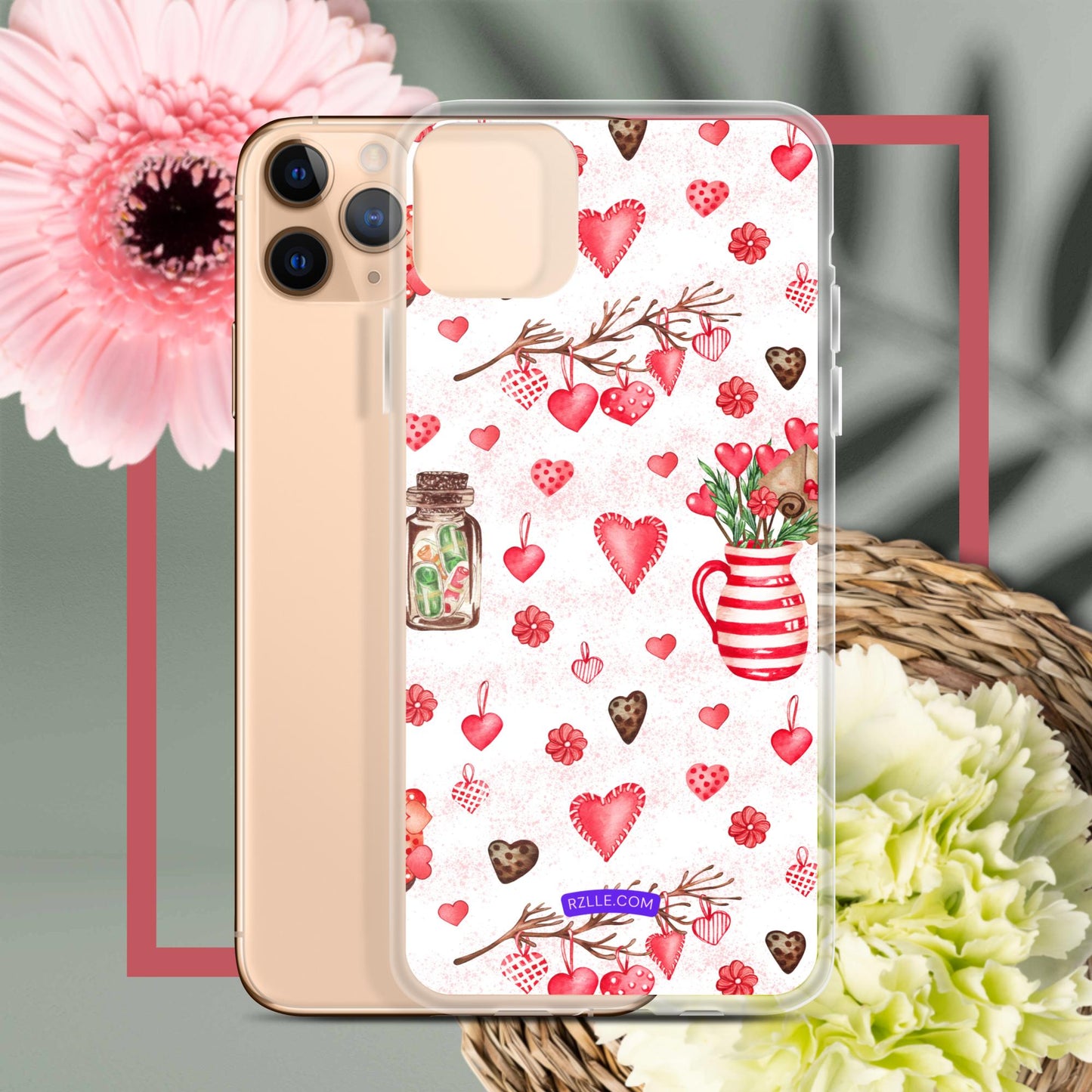 Retro Hearts Clear Phone Case for iPhone®