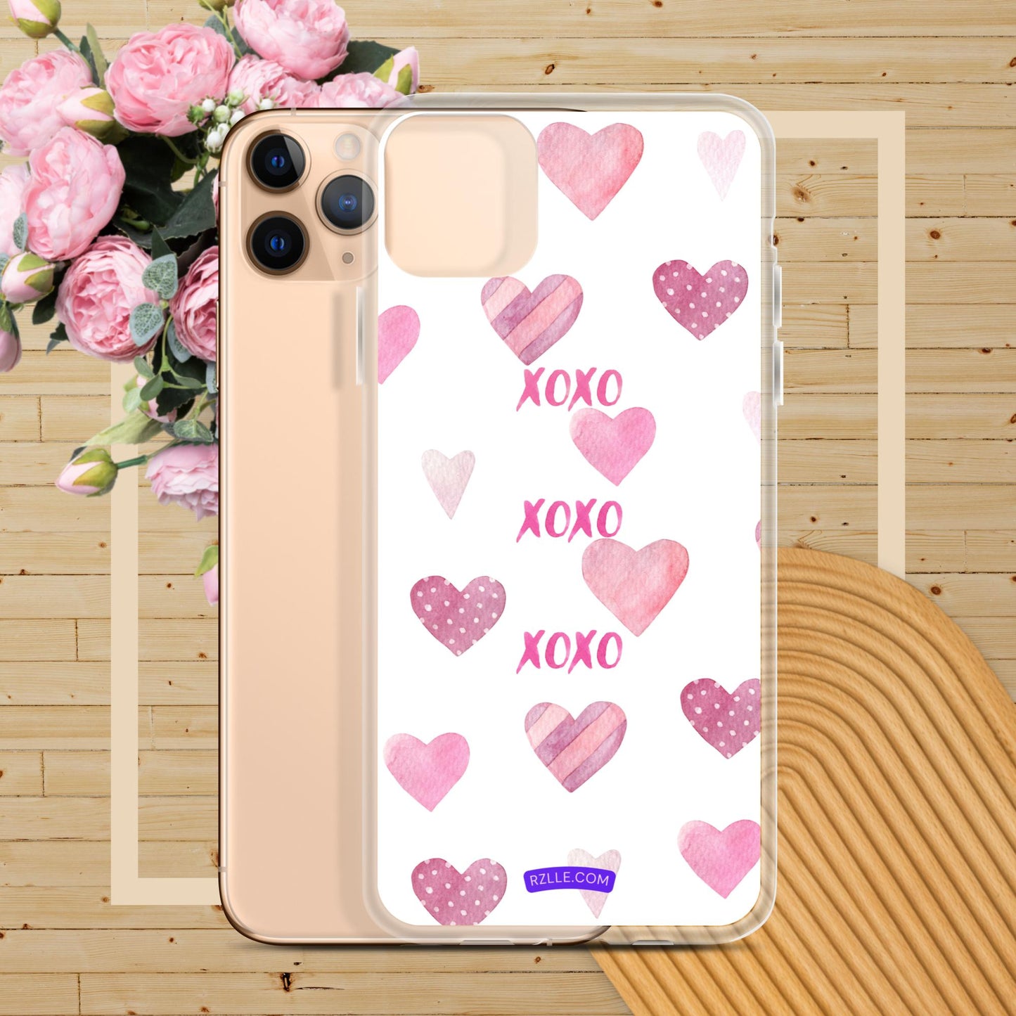 XOXO Pink Hearts Clear Phone Case for iPhone®