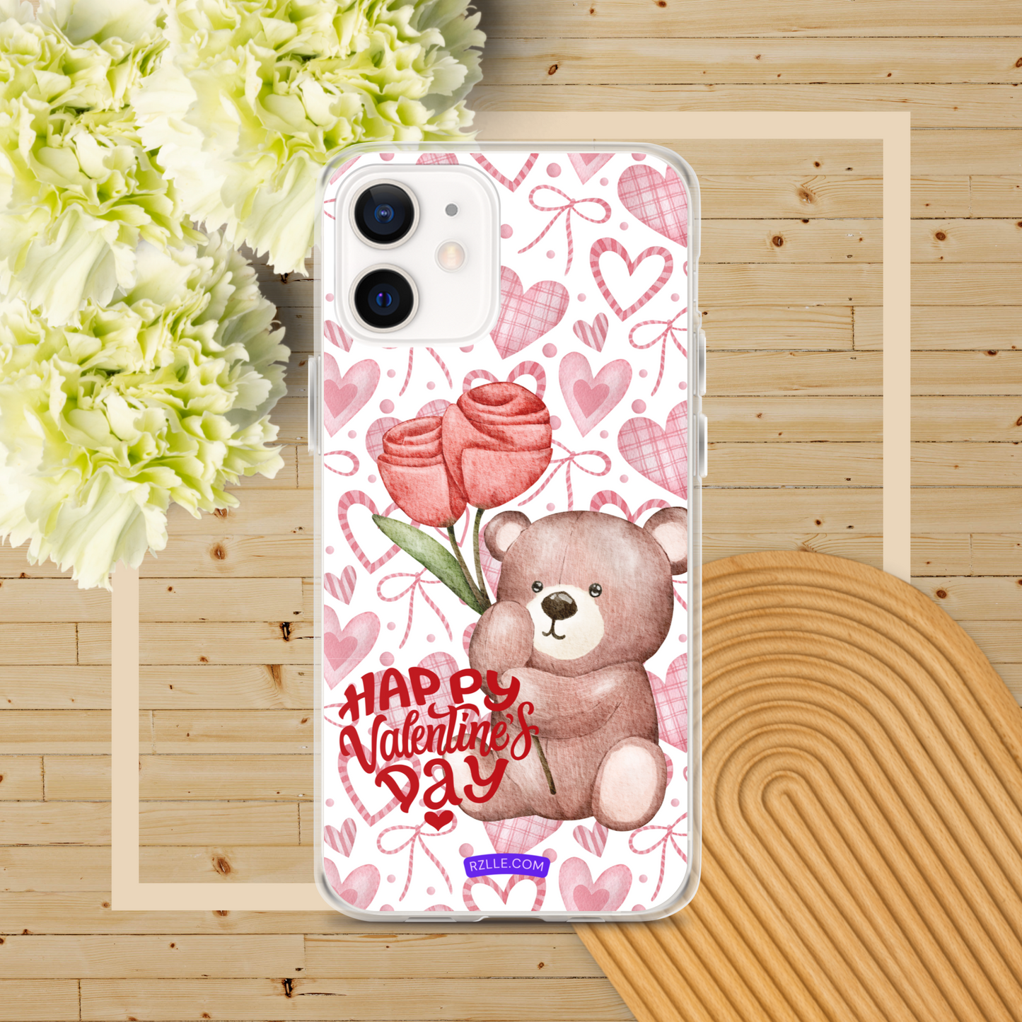 Valentine's Day Bear & Flowers  Clear Phone Case for iPhone®