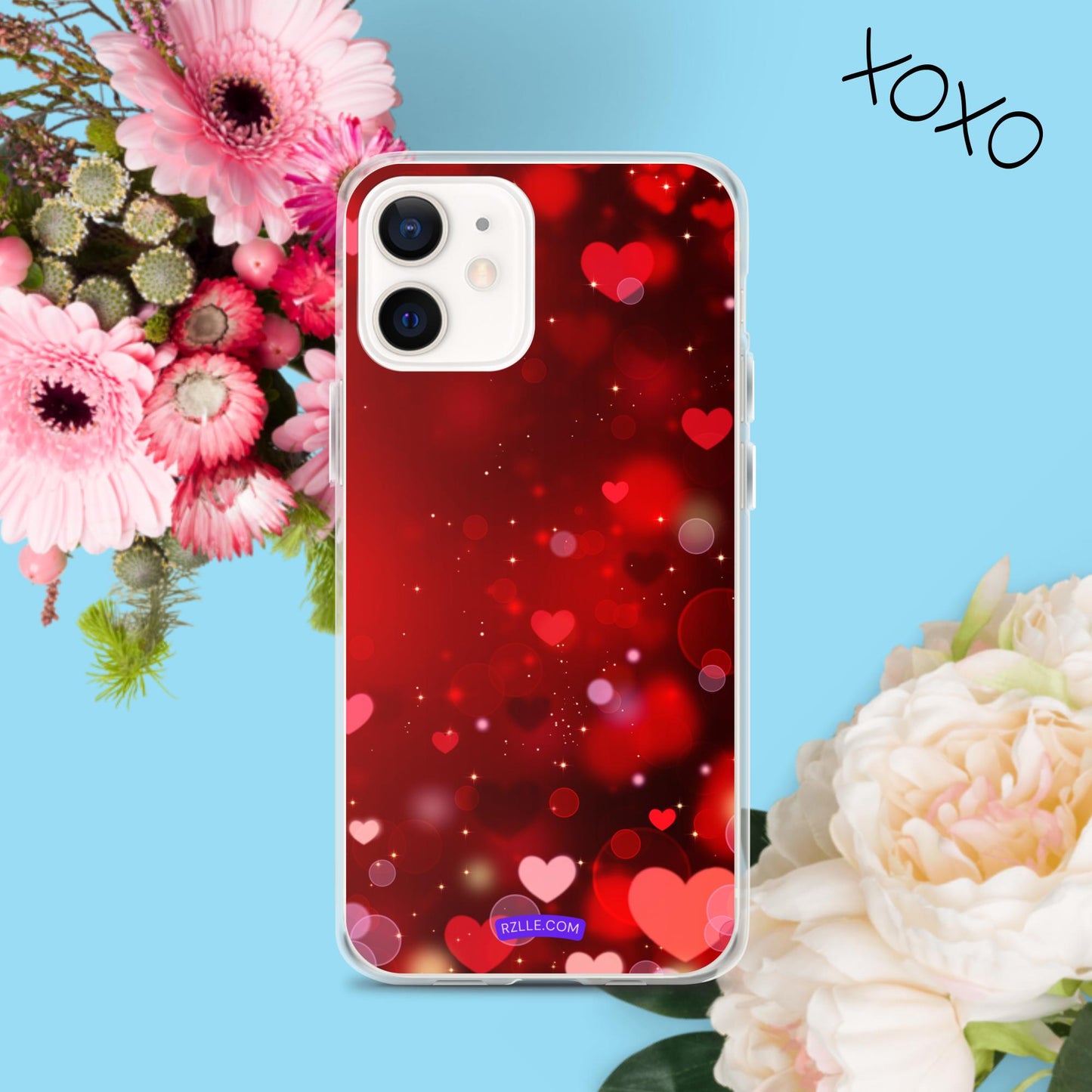 Sparkling Hearts Clear Phone Case for iPhone®