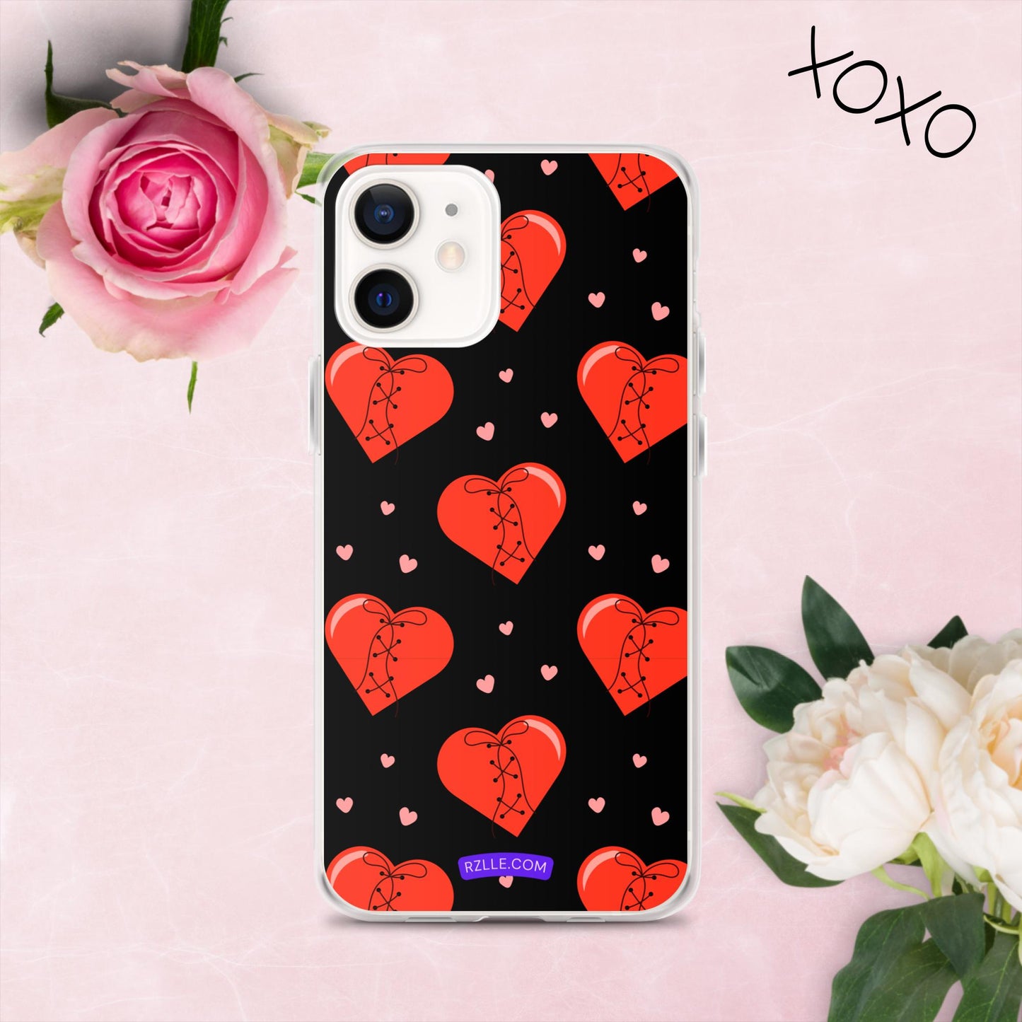 Stitched Hearts Clear Phone Case for iPhone®