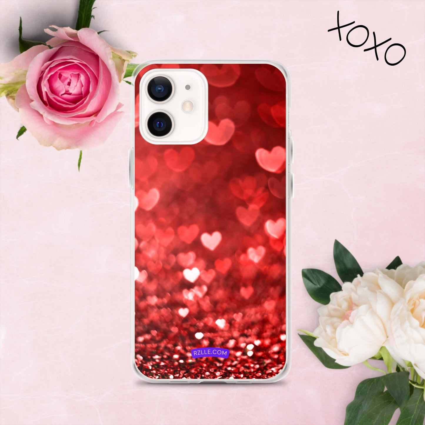 Dreamy Glitter Hearts Clear Phone Case for iPhone®