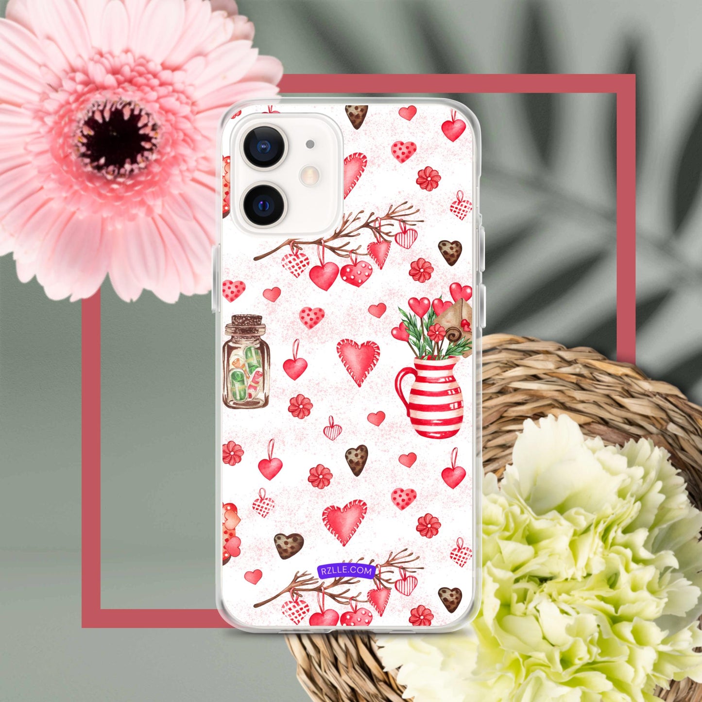 Retro Hearts Clear Phone Case for iPhone®