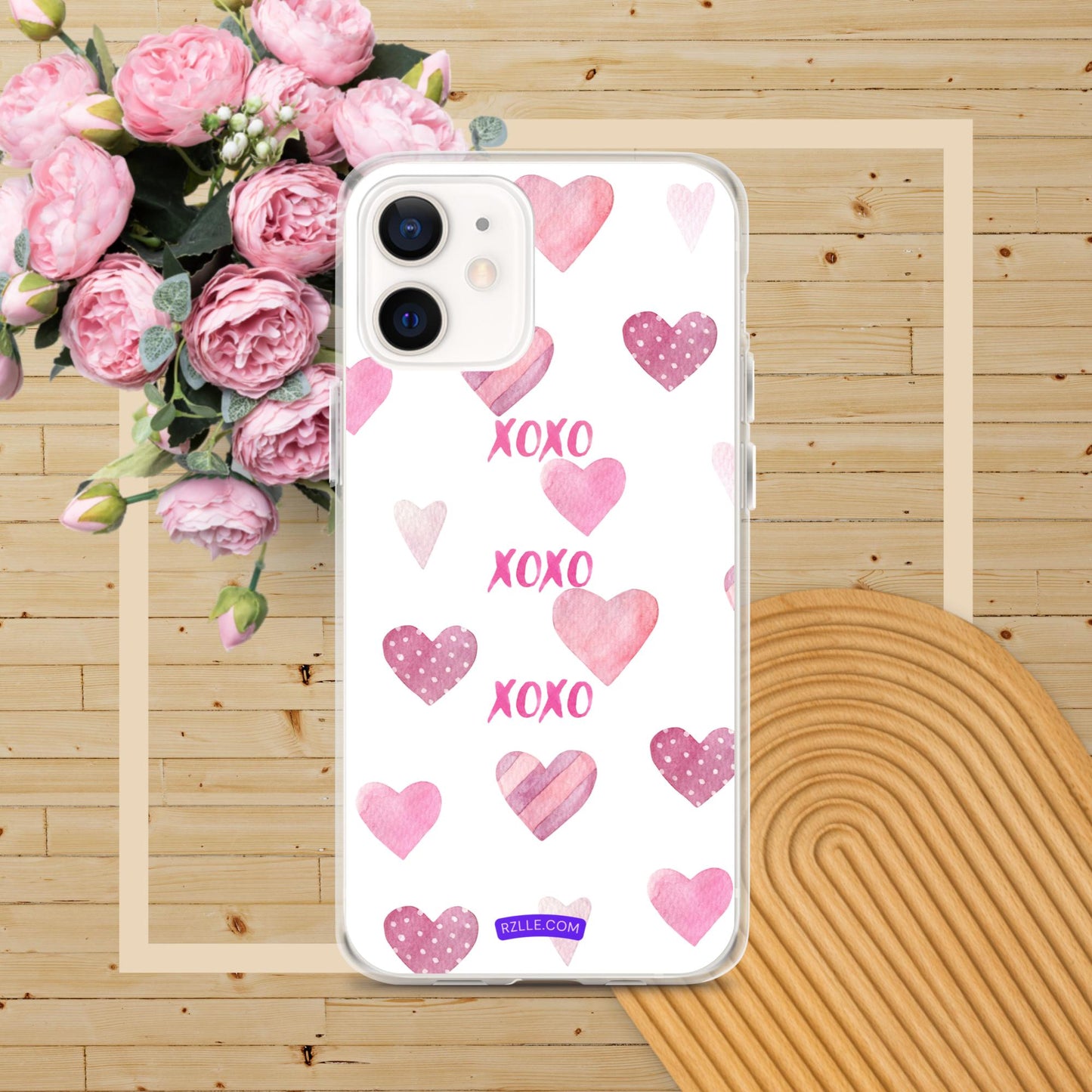 XOXO Pink Hearts Clear Phone Case for iPhone®