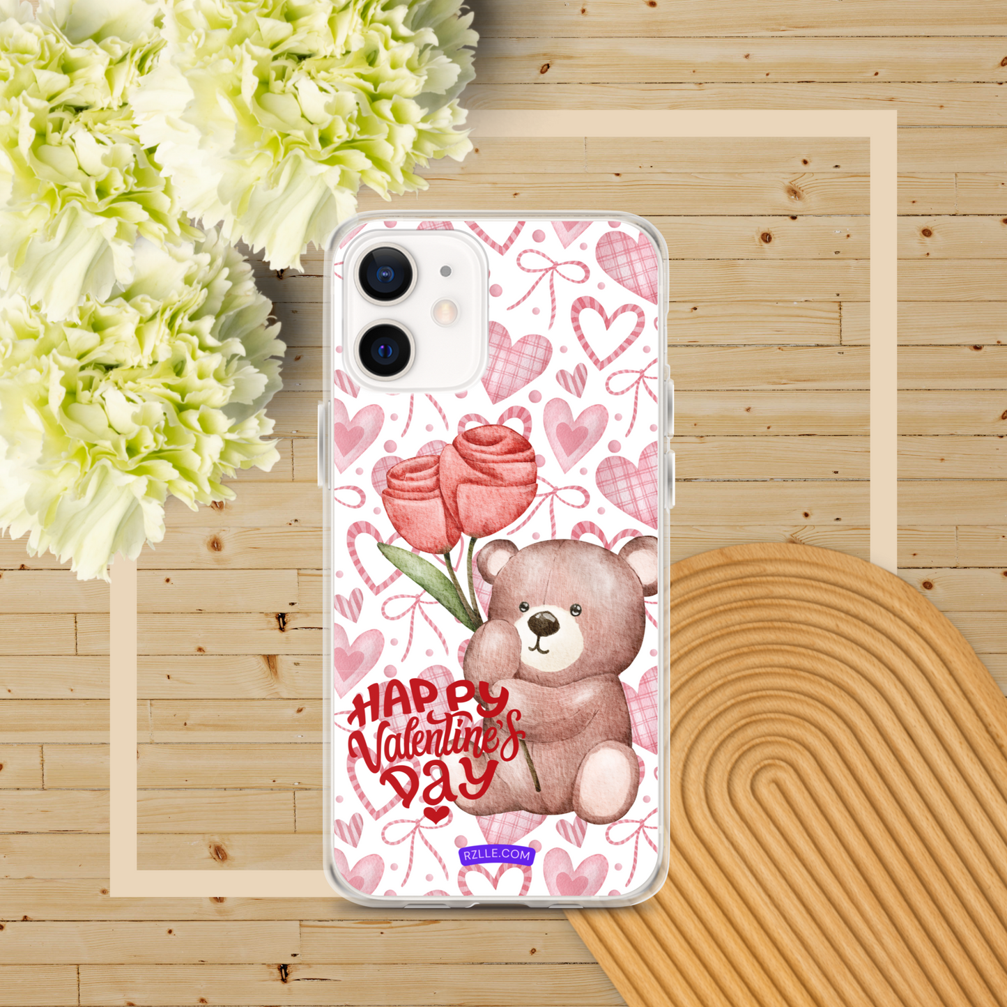 Valentine's Day Bear & Flowers  Clear Phone Case for iPhone®