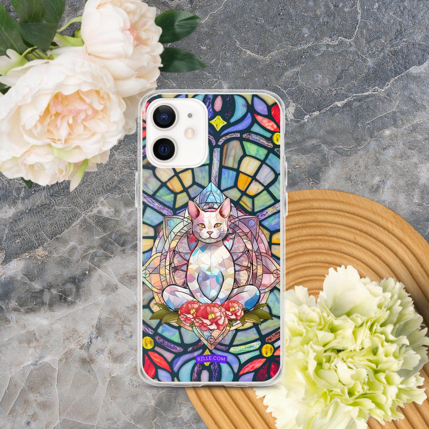 Cat Stained Glass Clear Phone Case for iPhone®