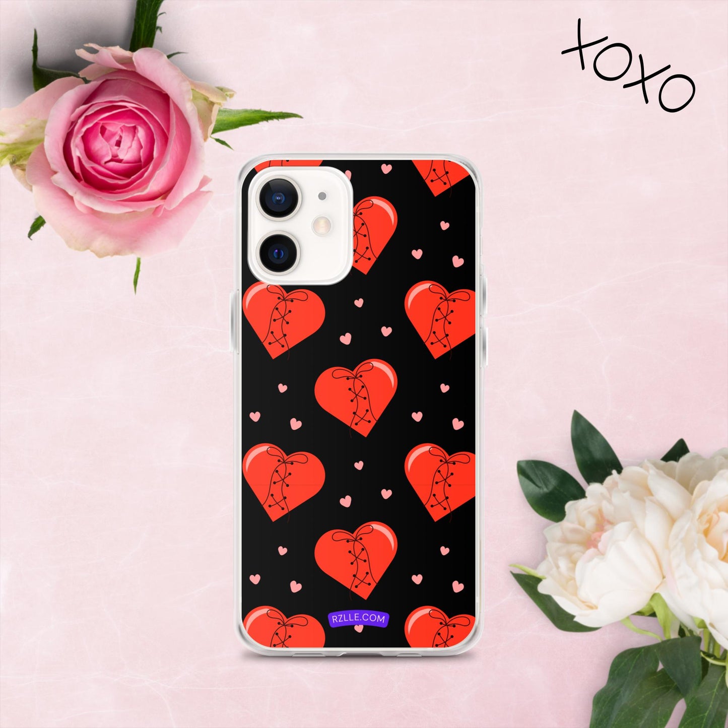 Stitched Hearts Clear Phone Case for iPhone®