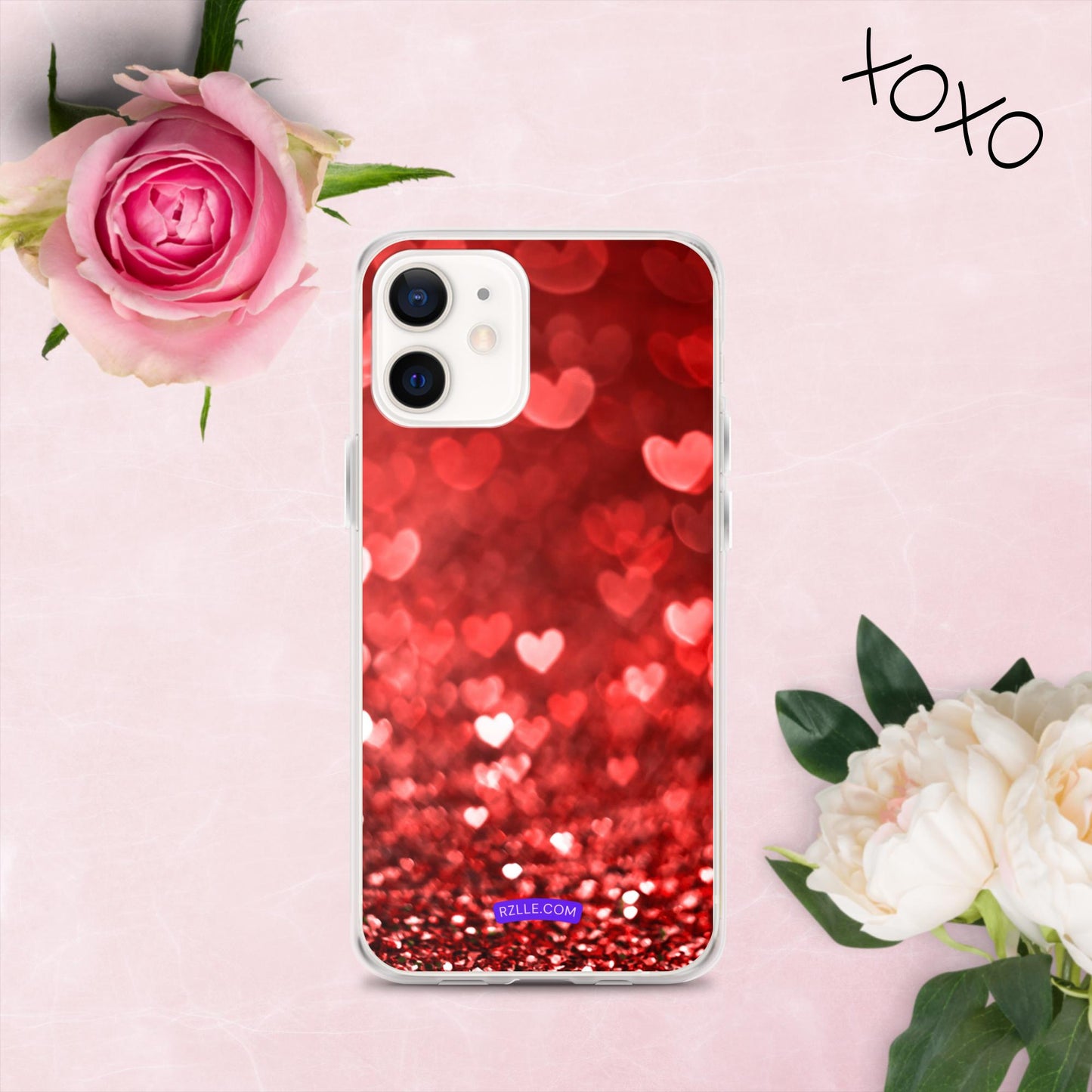 Dreamy Glitter Hearts Clear Phone Case for iPhone®