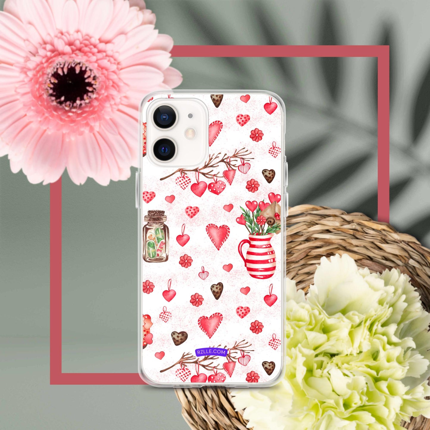 Retro Hearts Clear Phone Case for iPhone®