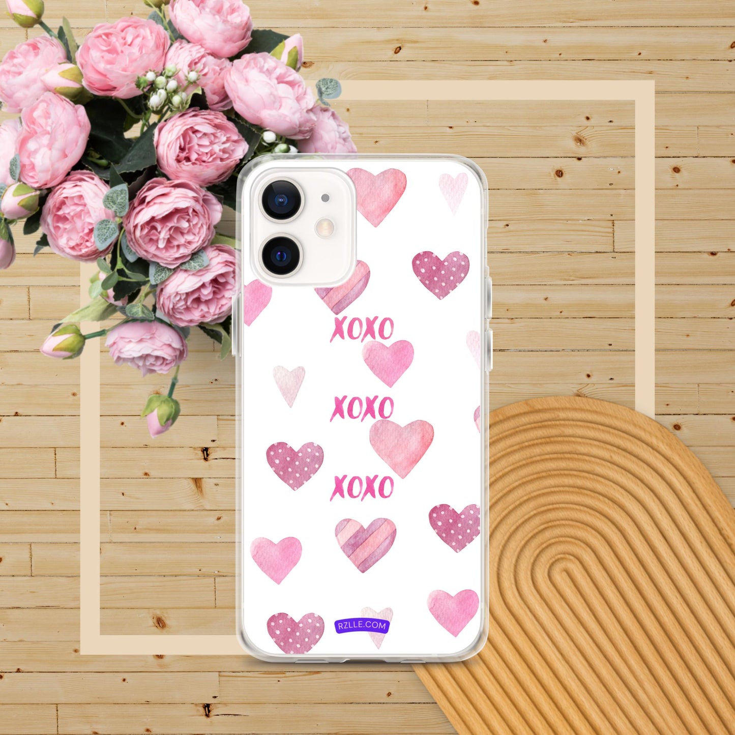 XOXO Pink Hearts Clear Phone Case for iPhone®