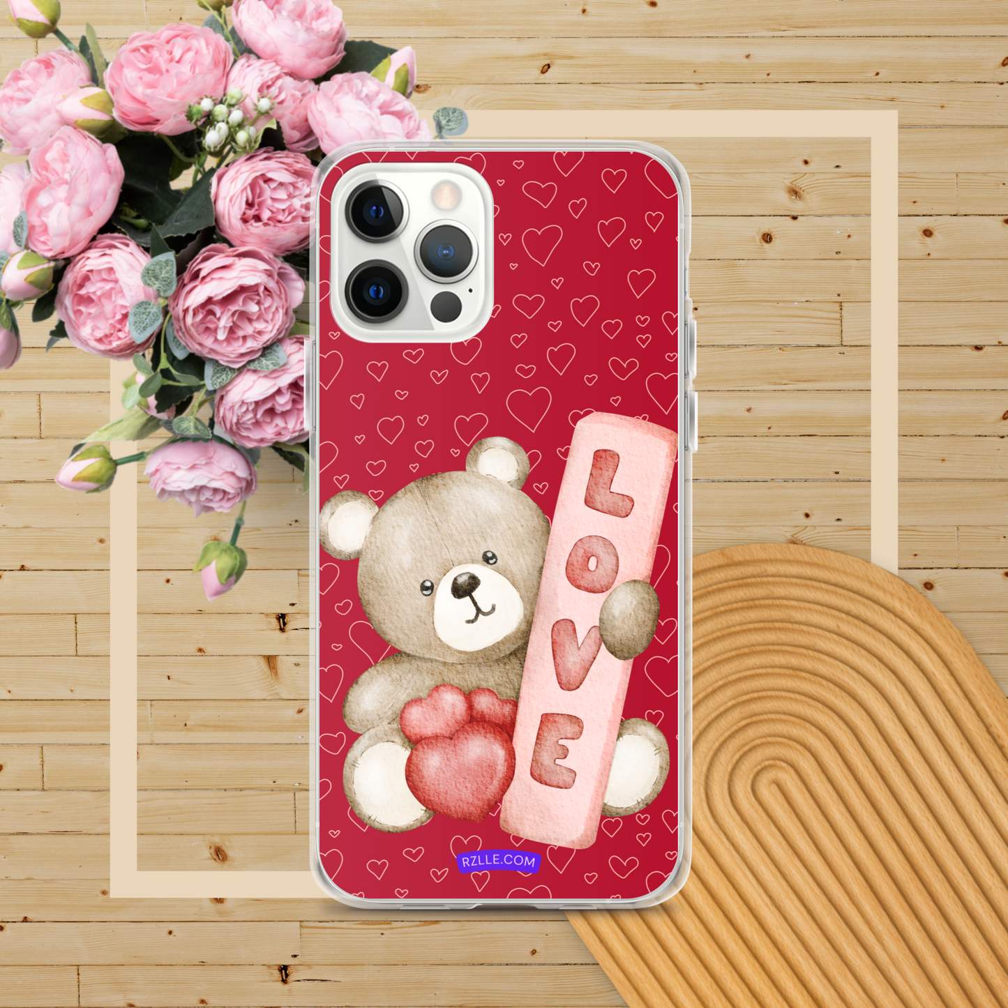 Bear Love & Hearts Clear Phone Case for iPhone®