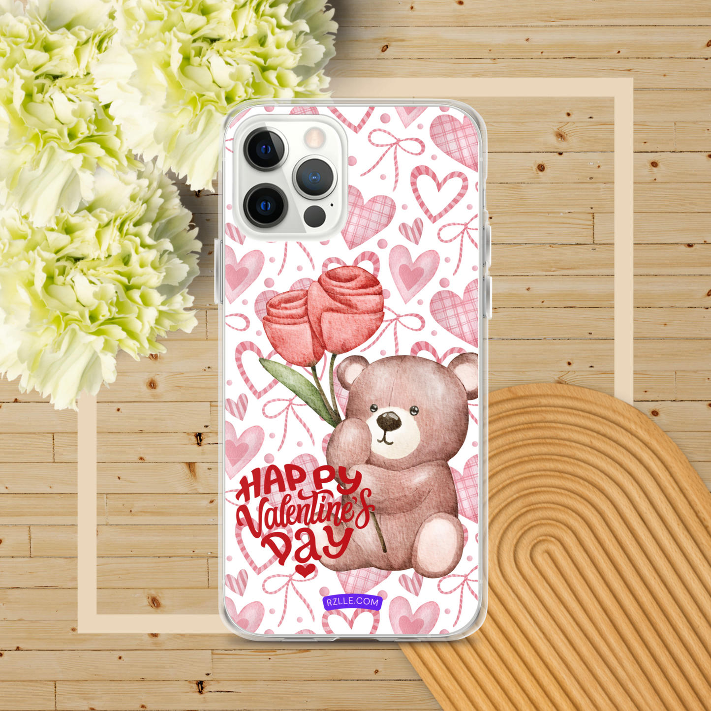 Valentine's Day Bear & Flowers  Clear Phone Case for iPhone®