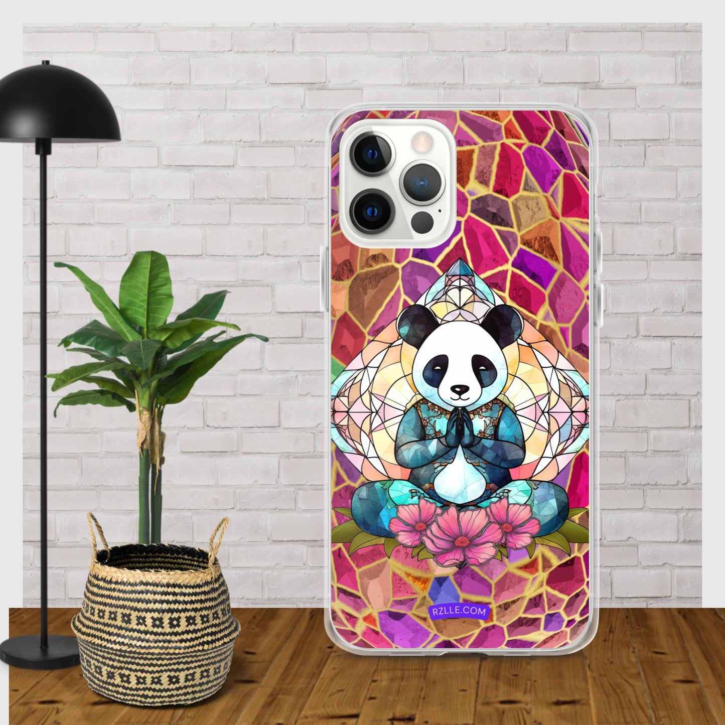 Panda Stained Glass Clear Phone Case for iPhone®