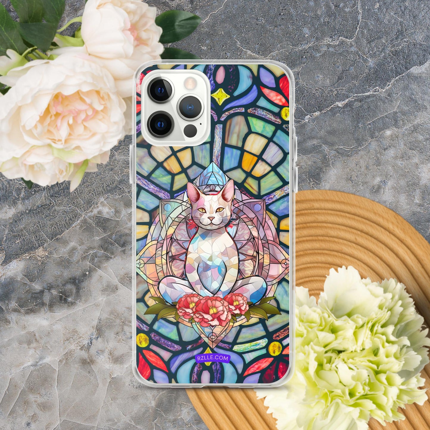 Cat Stained Glass Clear Phone Case for iPhone®