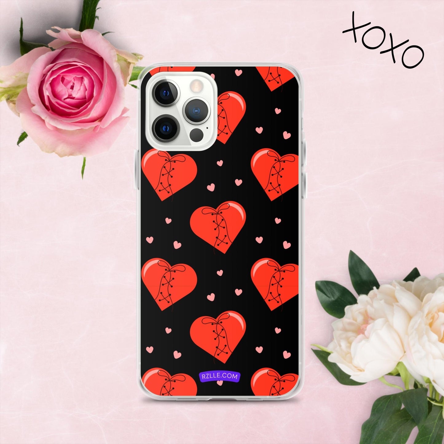 Stitched Hearts Clear Phone Case for iPhone®