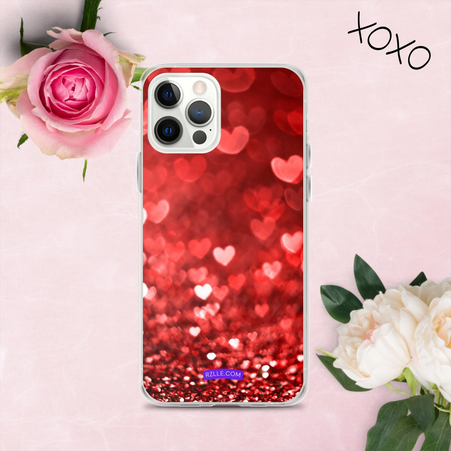 Dreamy Glitter Hearts Clear Phone Case for iPhone®