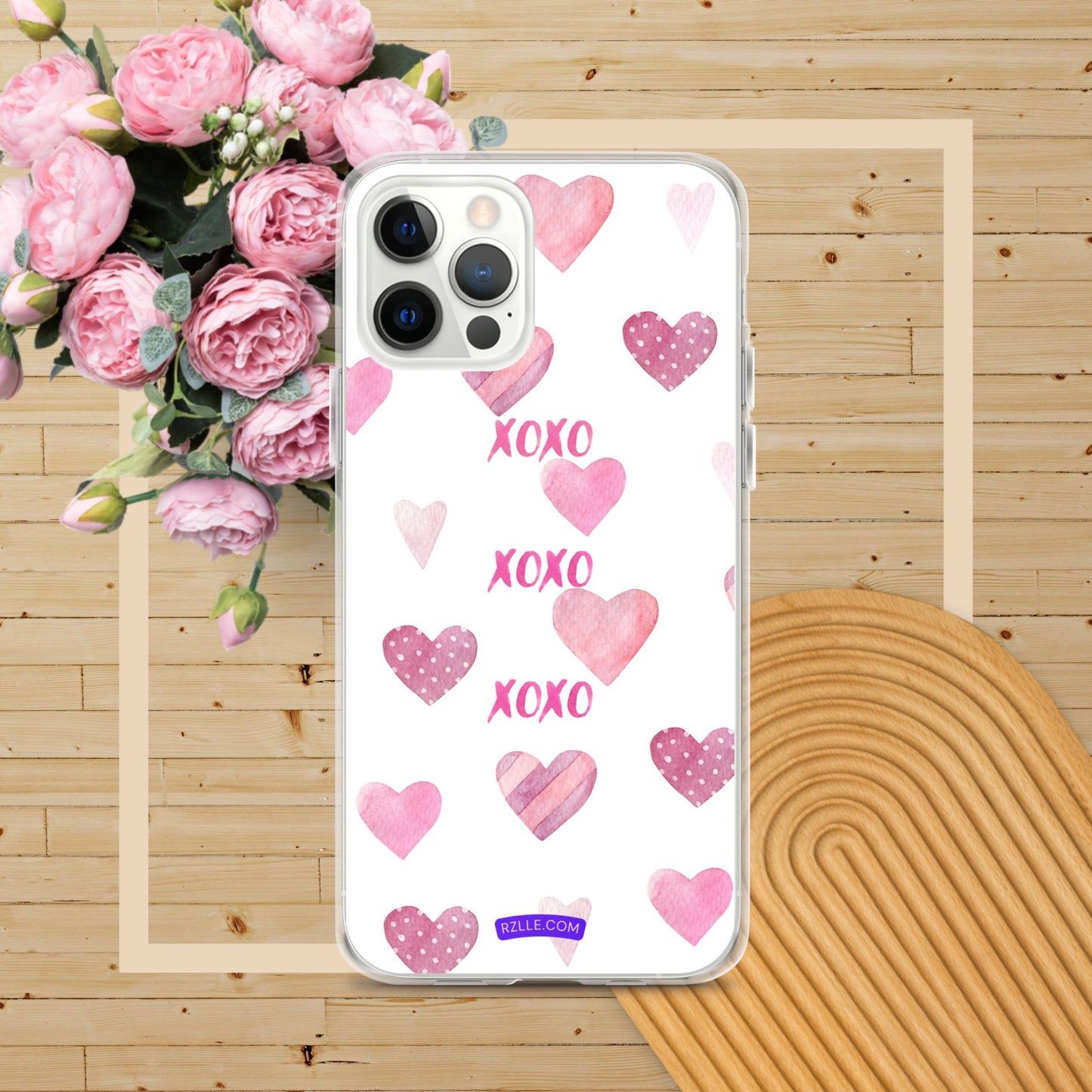 XOXO Pink Hearts Clear Phone Case for iPhone®