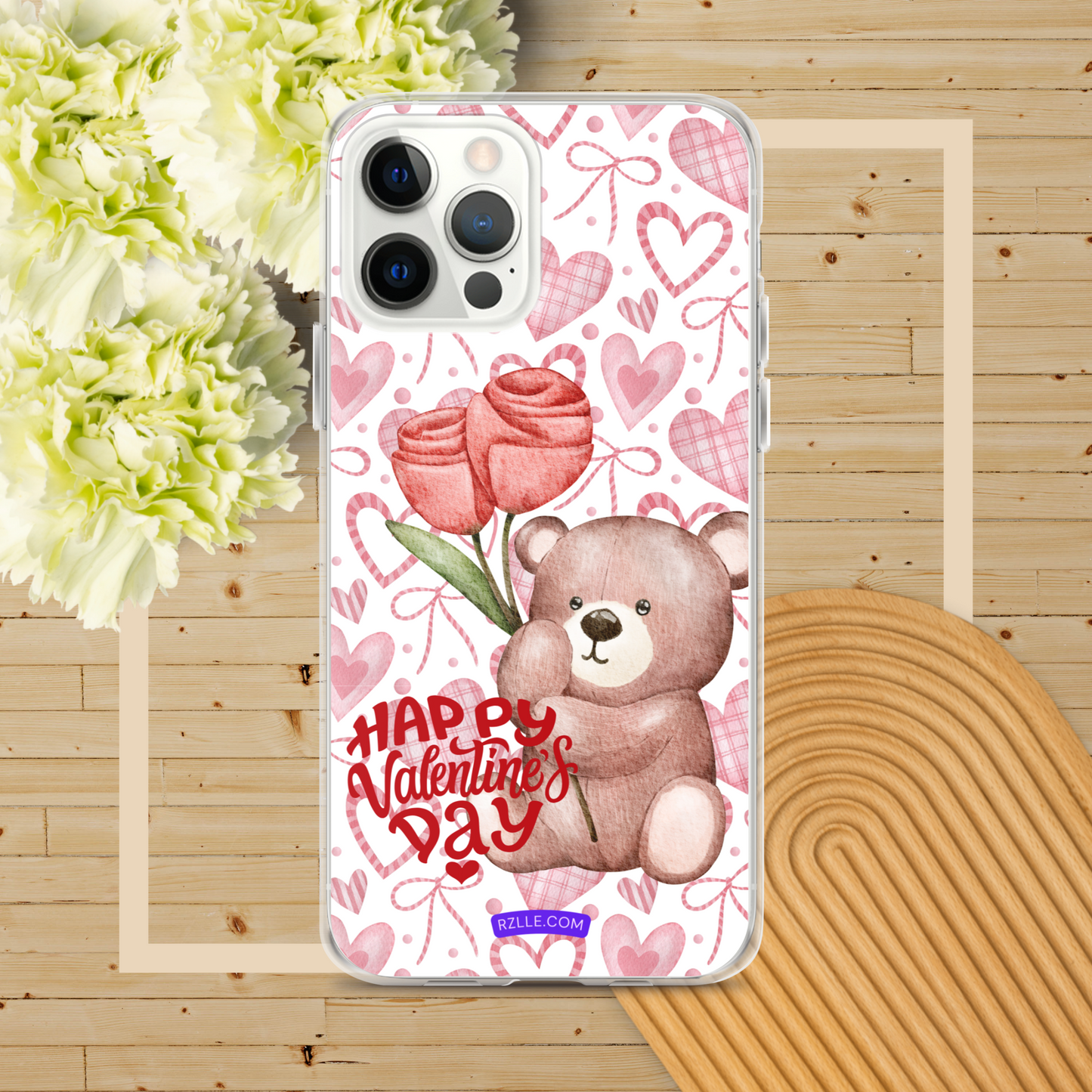 Valentine's Day Bear & Flowers  Clear Phone Case for iPhone®