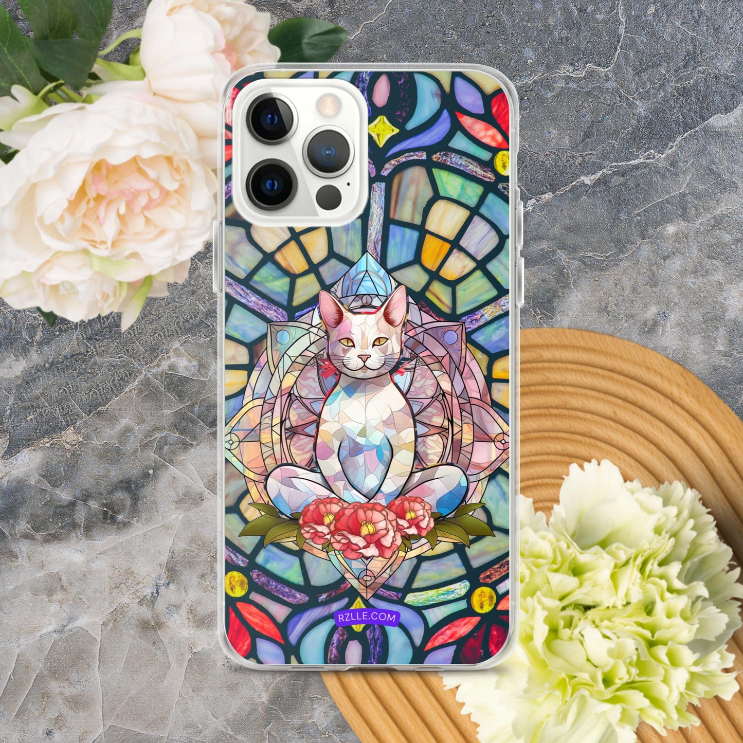 Cat Stained Glass Clear Phone Case for iPhone®