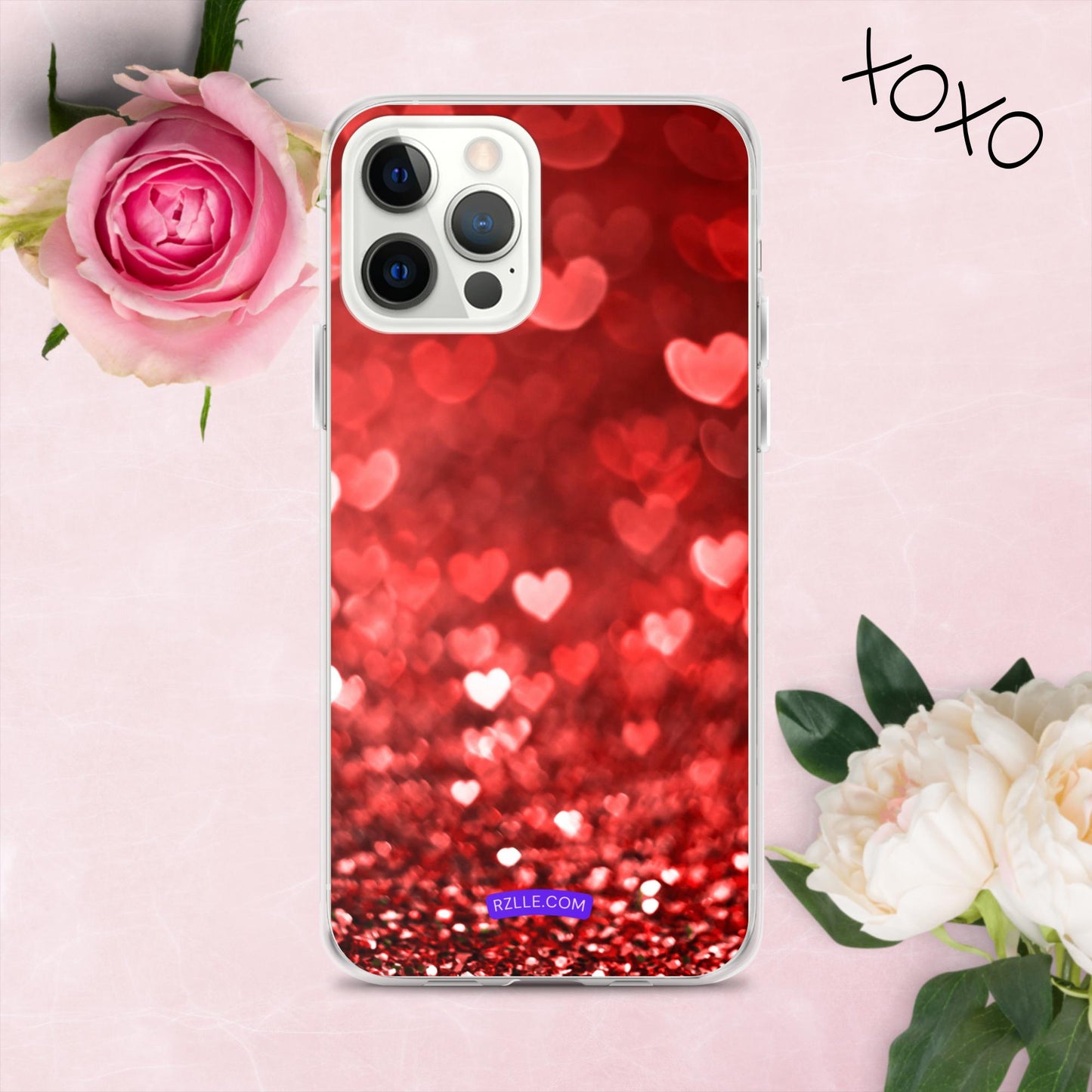 Dreamy Glitter Hearts Clear Phone Case for iPhone®