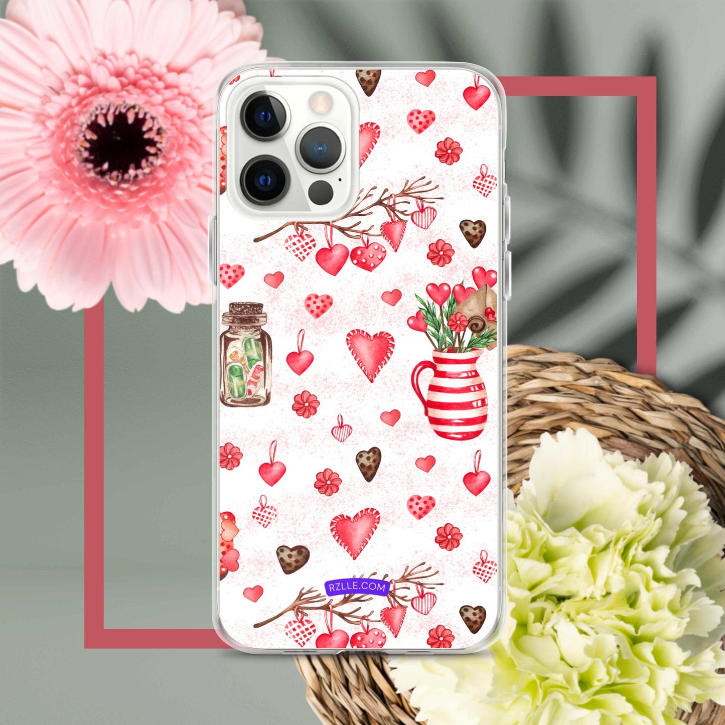 Retro Hearts Clear Phone Case for iPhone®