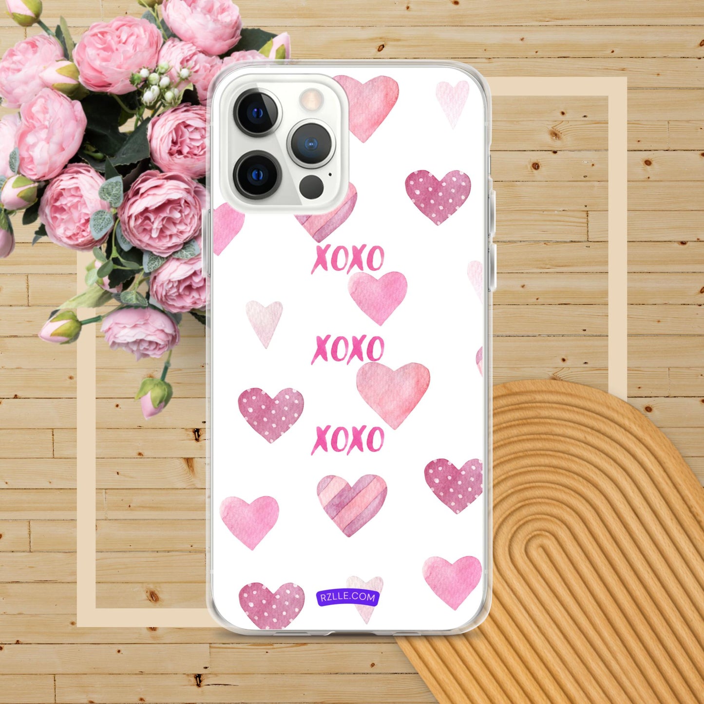 XOXO Pink Hearts Clear Phone Case for iPhone®