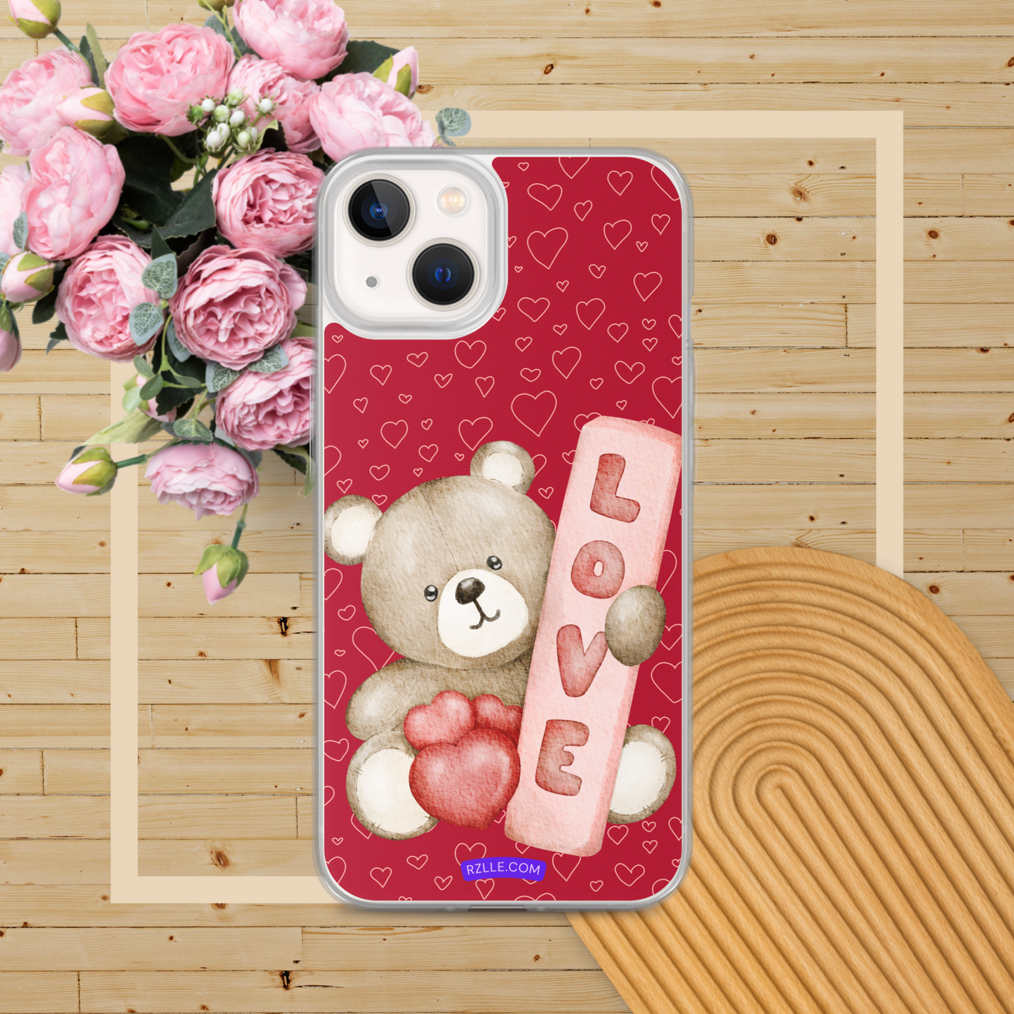 Bear Love & Hearts Clear Phone Case for iPhone®