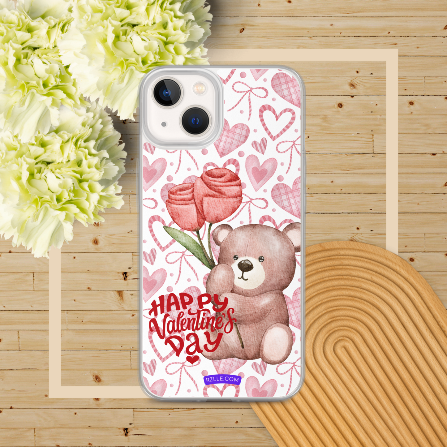 Valentine's Day Bear & Flowers  Clear Phone Case for iPhone®