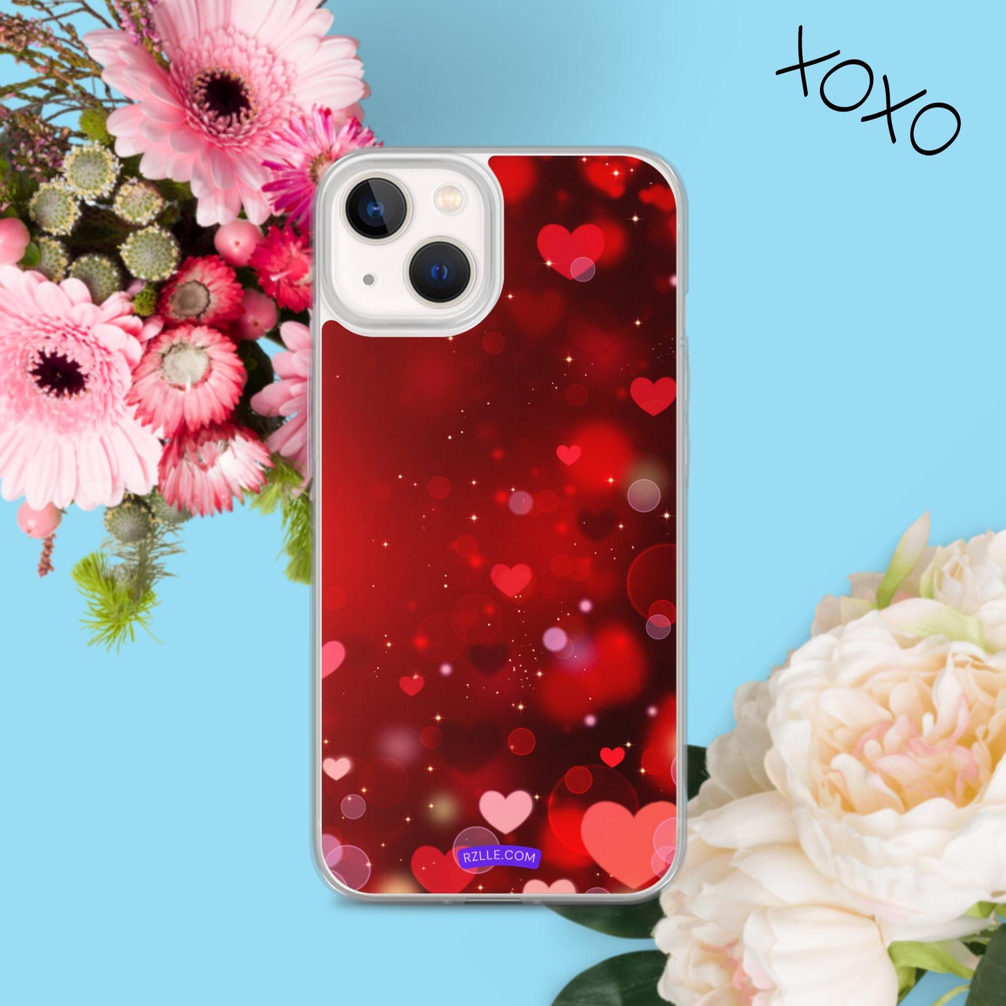 Sparkling Hearts Clear Phone Case for iPhone®