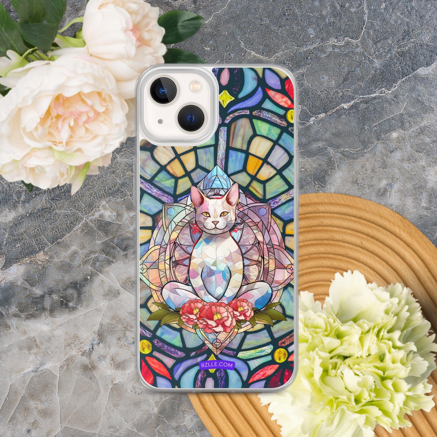 Cat Stained Glass Clear Phone Case for iPhone®