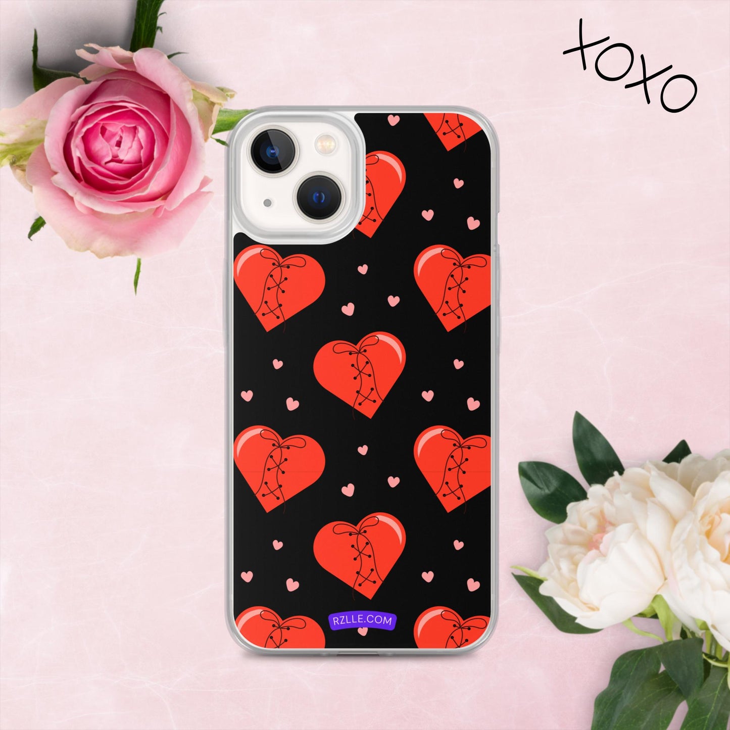 Stitched Hearts Clear Phone Case for iPhone®