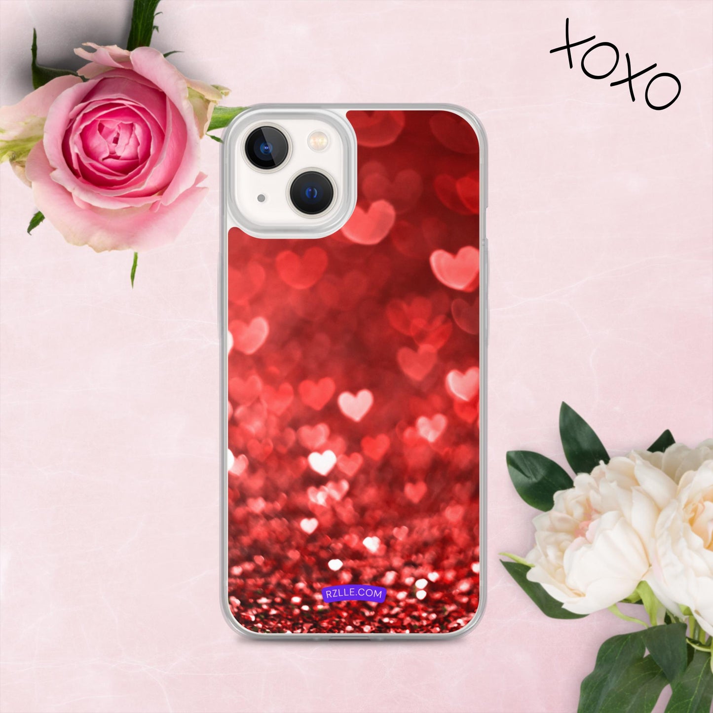 Dreamy Glitter Hearts Clear Phone Case for iPhone®