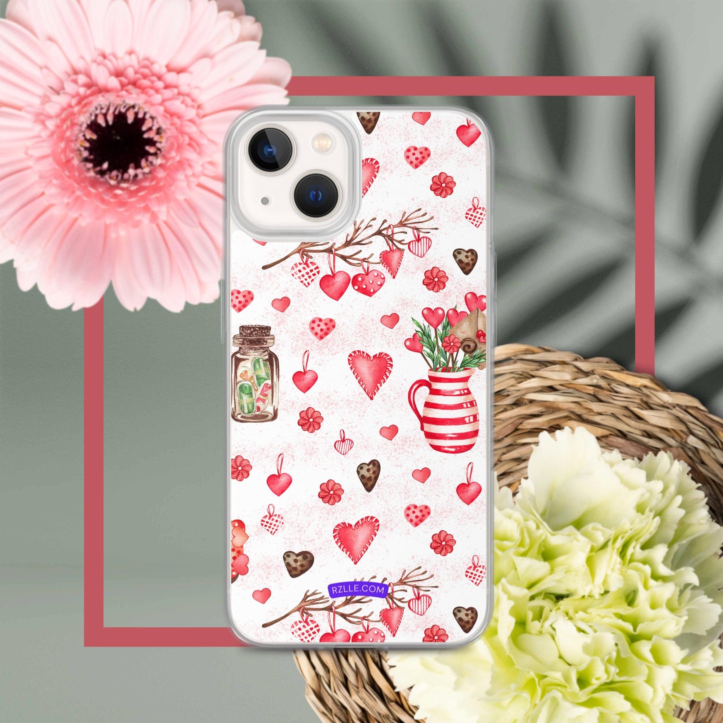 Retro Hearts Clear Phone Case for iPhone®