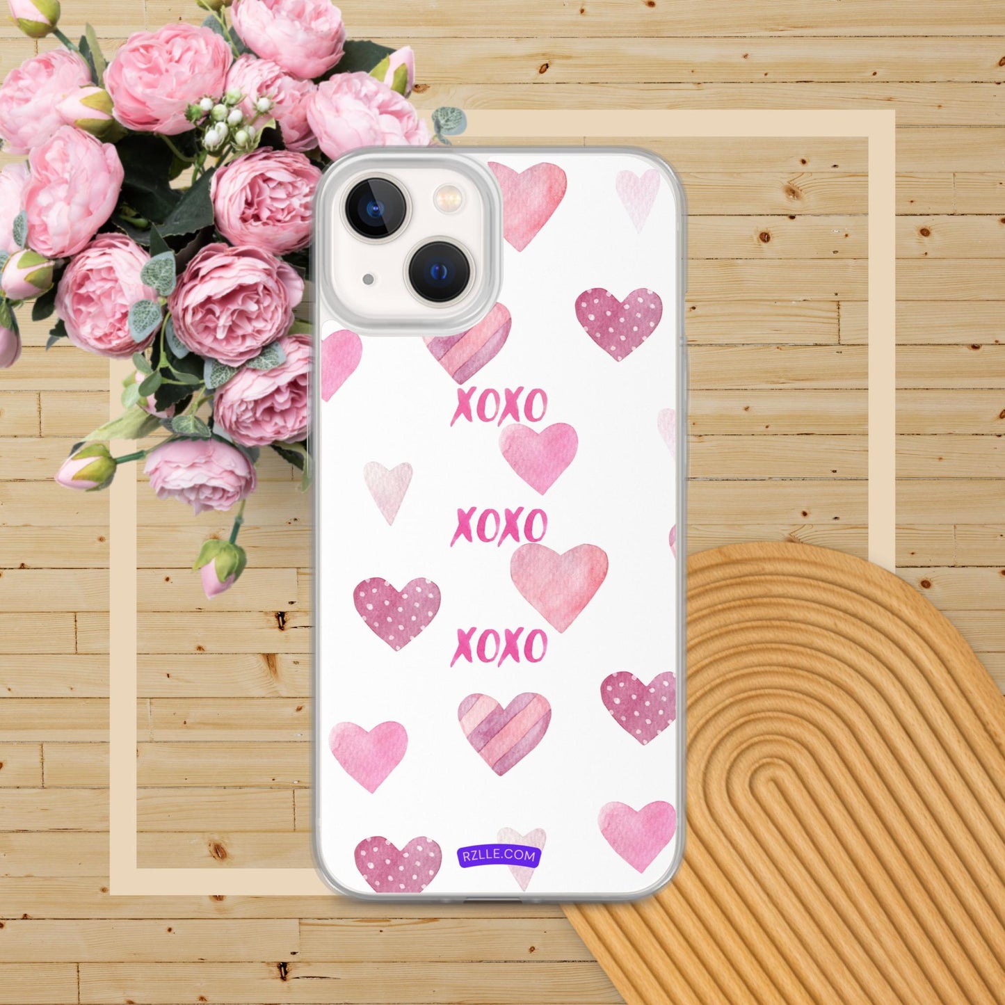 XOXO Pink Hearts Clear Phone Case for iPhone®