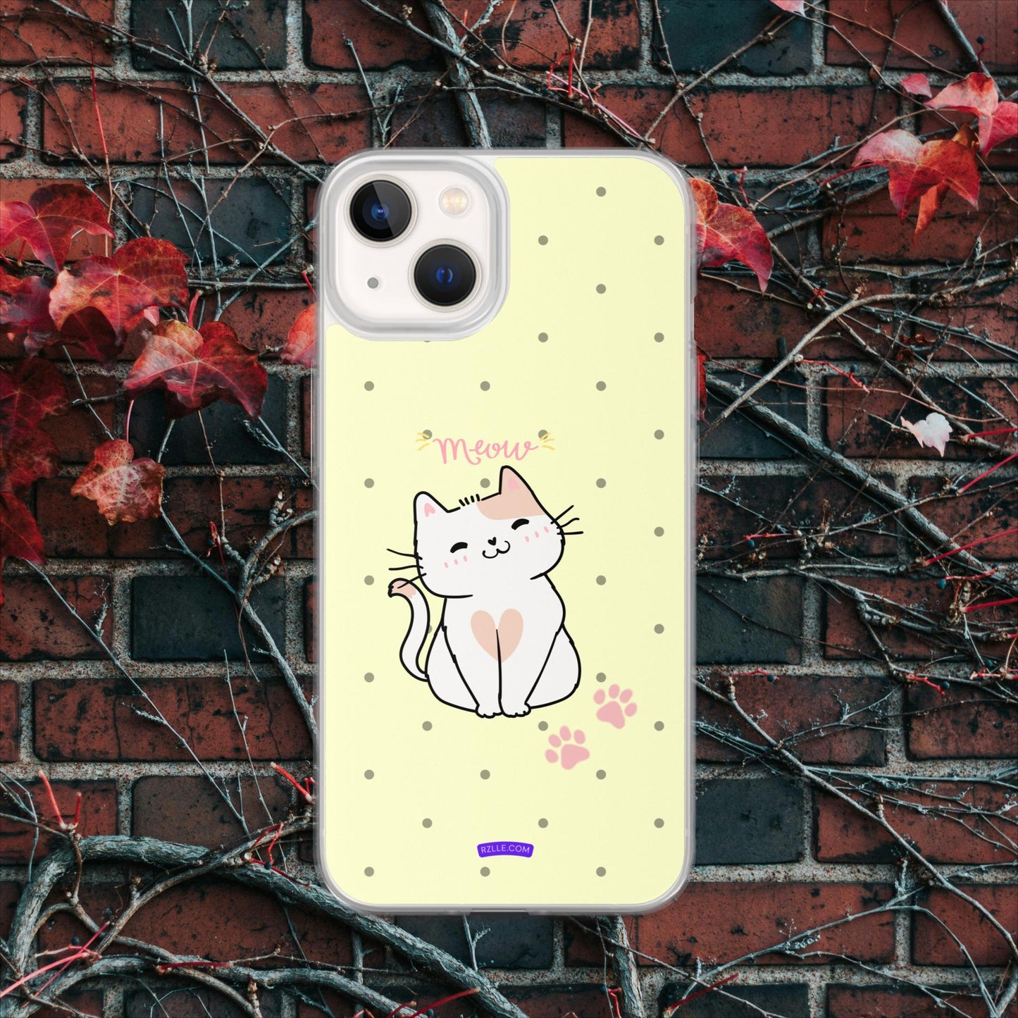 Cute White Cat Clear Case for iPhone®