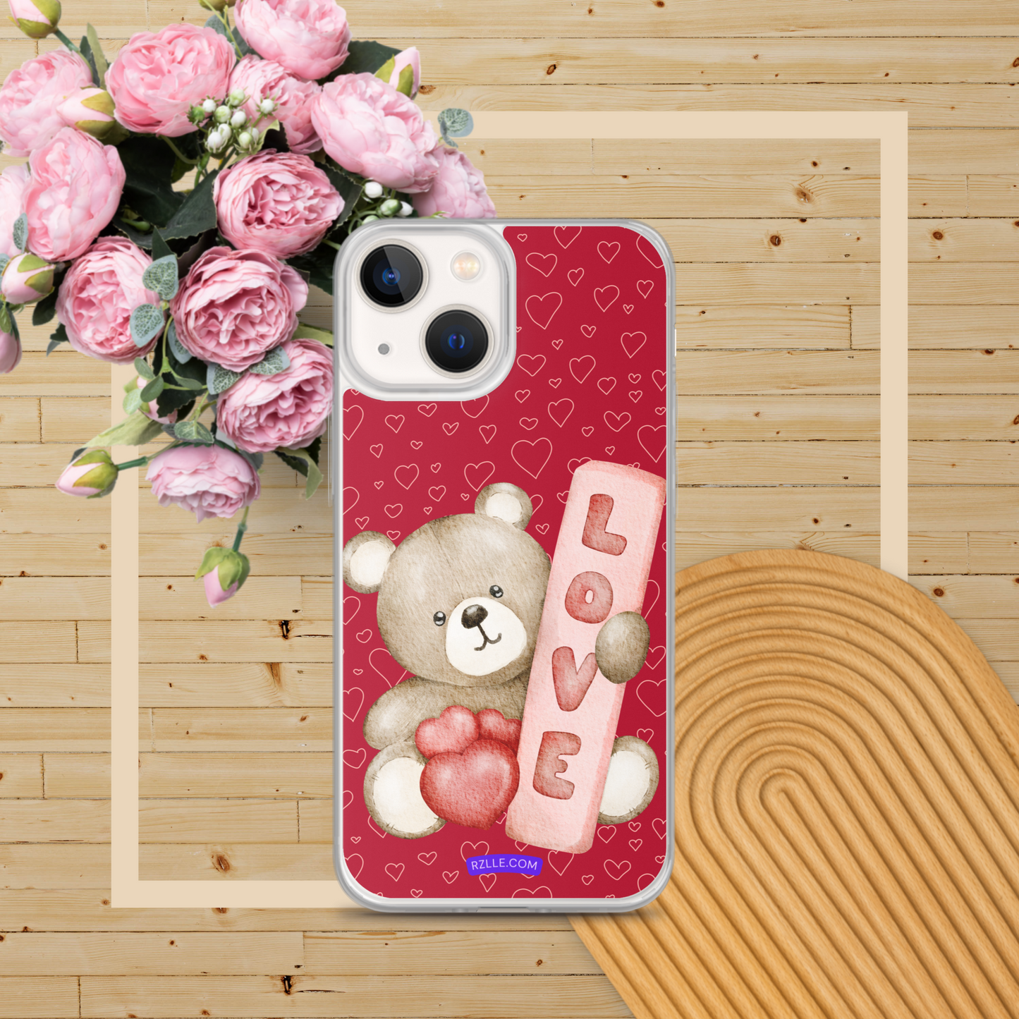 Bear Love & Hearts Clear Phone Case for iPhone®