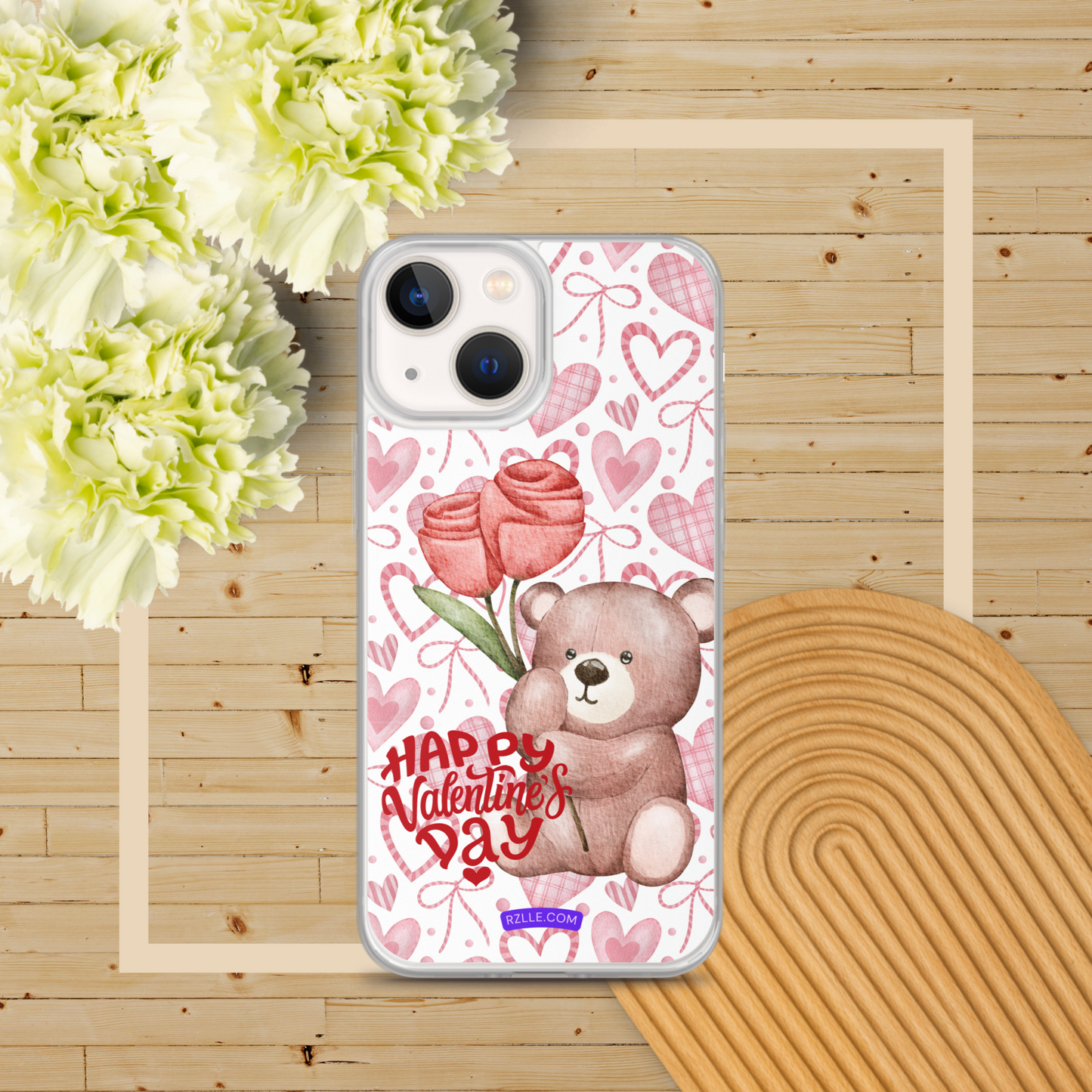 Valentine's Day Bear & Flowers  Clear Phone Case for iPhone®